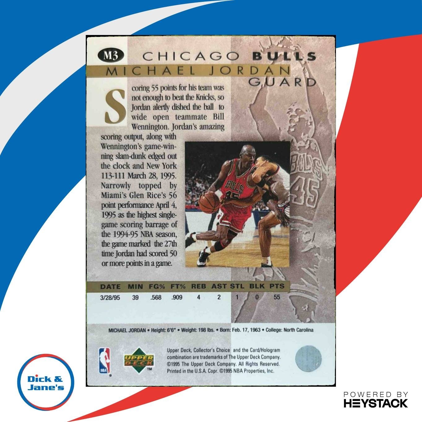 1995-96 Upper Deck Collector's Choice Michael Jordan He's Back #M3 Chicago Bulls