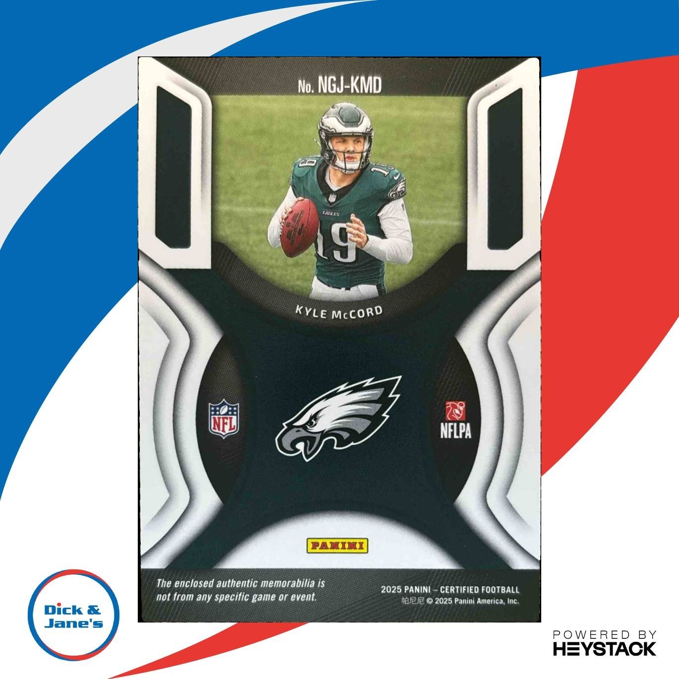 2025 Panini Certified Kyle McCord New Generation Patch /499 MEM RC Eagles
