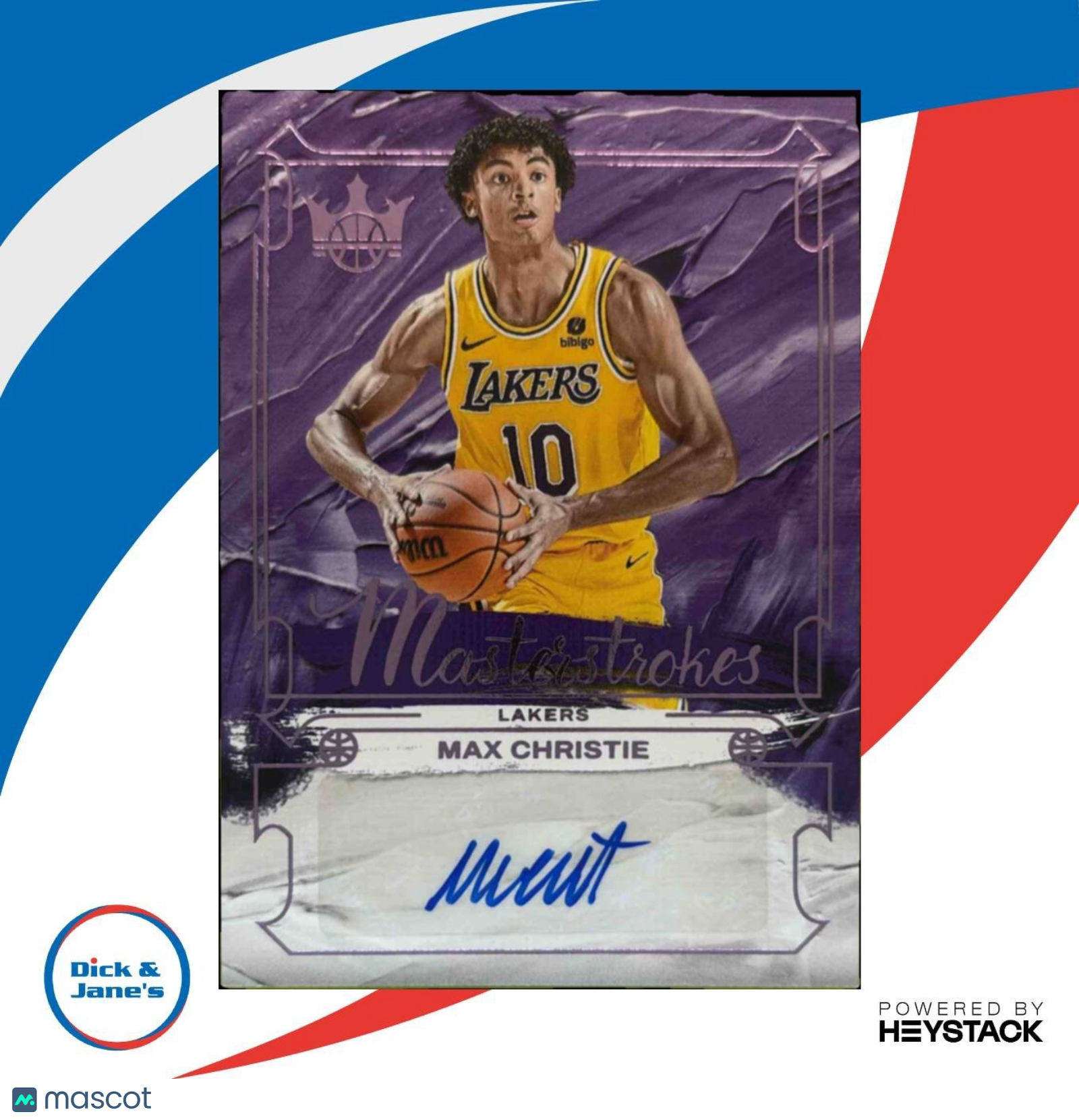 2024-25 Panini Court Kings Max Christie Masterstrokes Violet 5/35 Auto Lakers