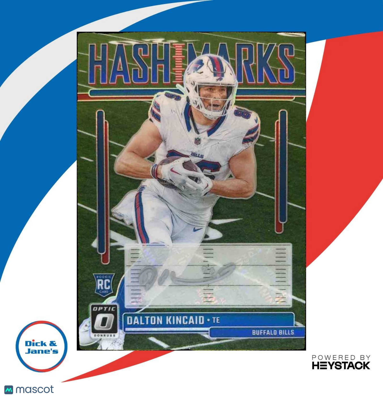 2023 Panini Donruss Optic Dalton Kincaid Hash Marks #HM-9 Auto RC Buffalo Bills