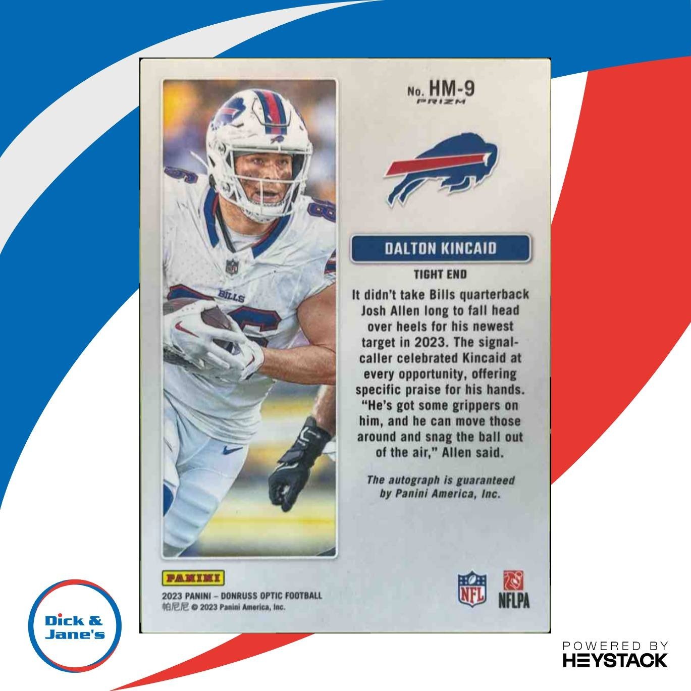 2023 Panini Donruss Optic Dalton Kincaid Hash Marks #HM-9 Auto RC Buffalo Bills