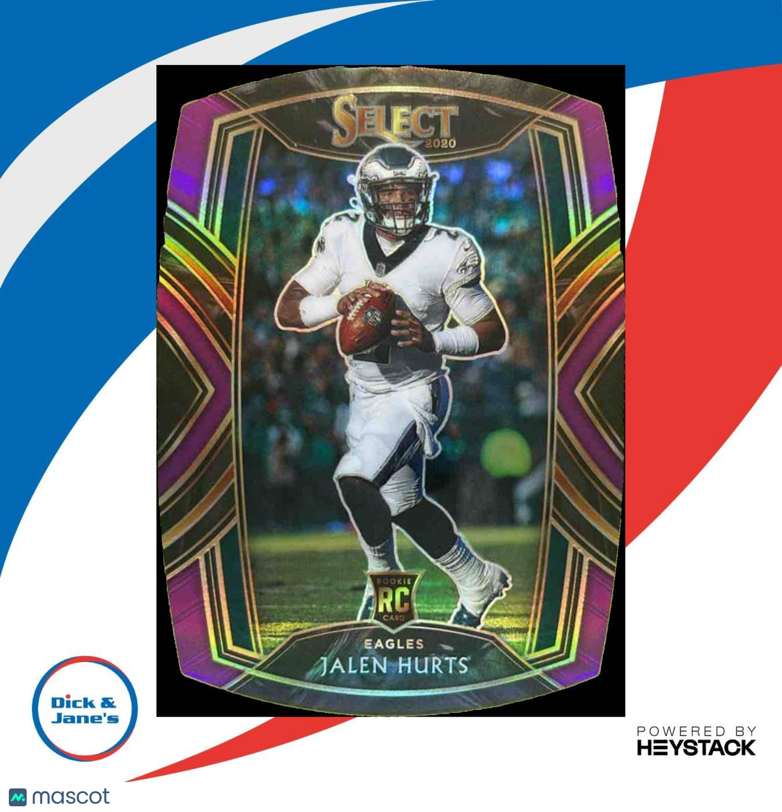 2020 Panini Select Jalen Hurts Purple Prizm Die Cut #250 RC Philadelphia Eagles