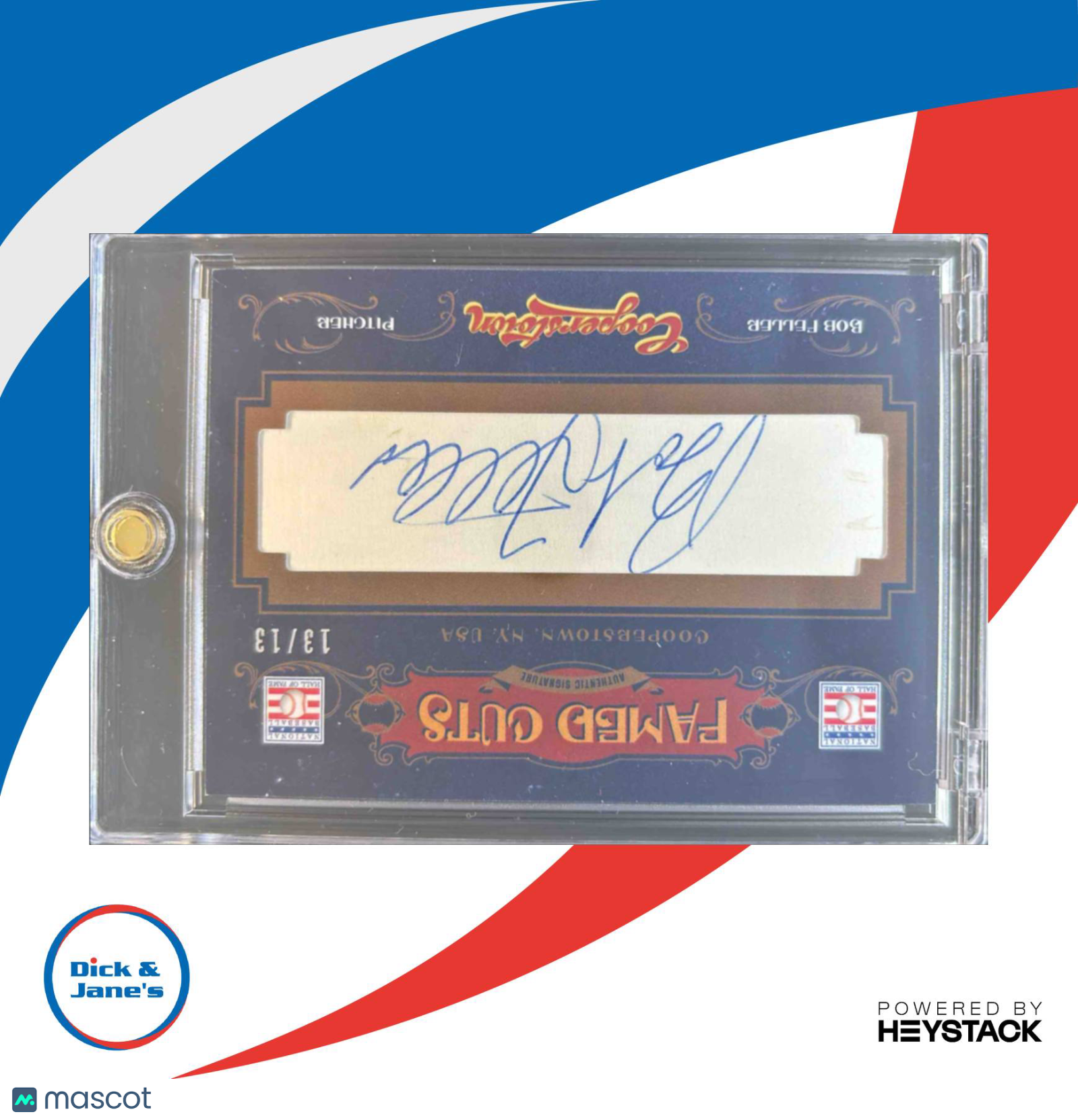 2012 Panini Cooperstown Bob Feller Famed Cuts /13 #30 Auto Cleveland Indians