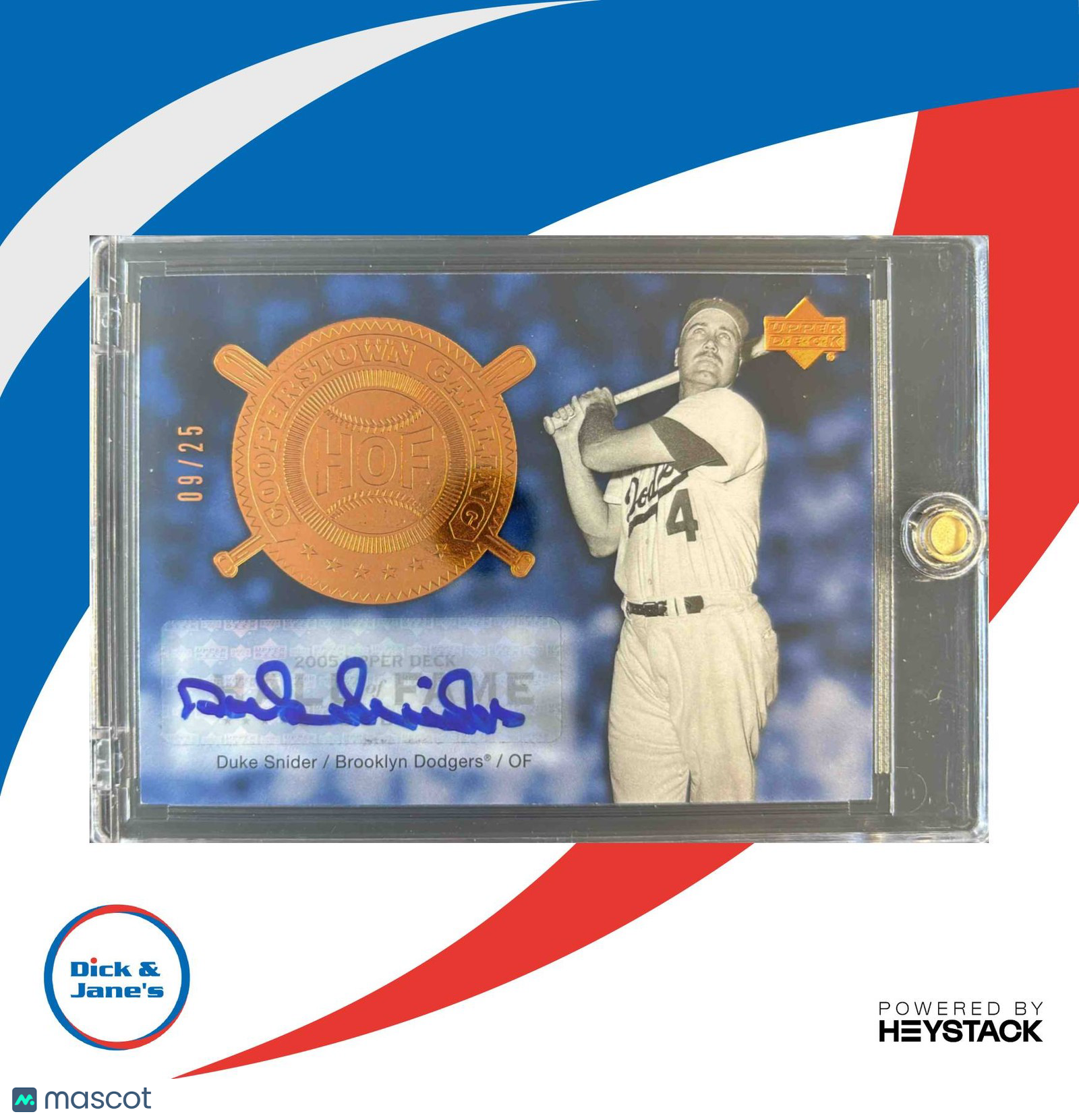 2005 Upper Deck Hall of Fame Duke Snider Cooperstown Calling Auto /25 Brooklyn