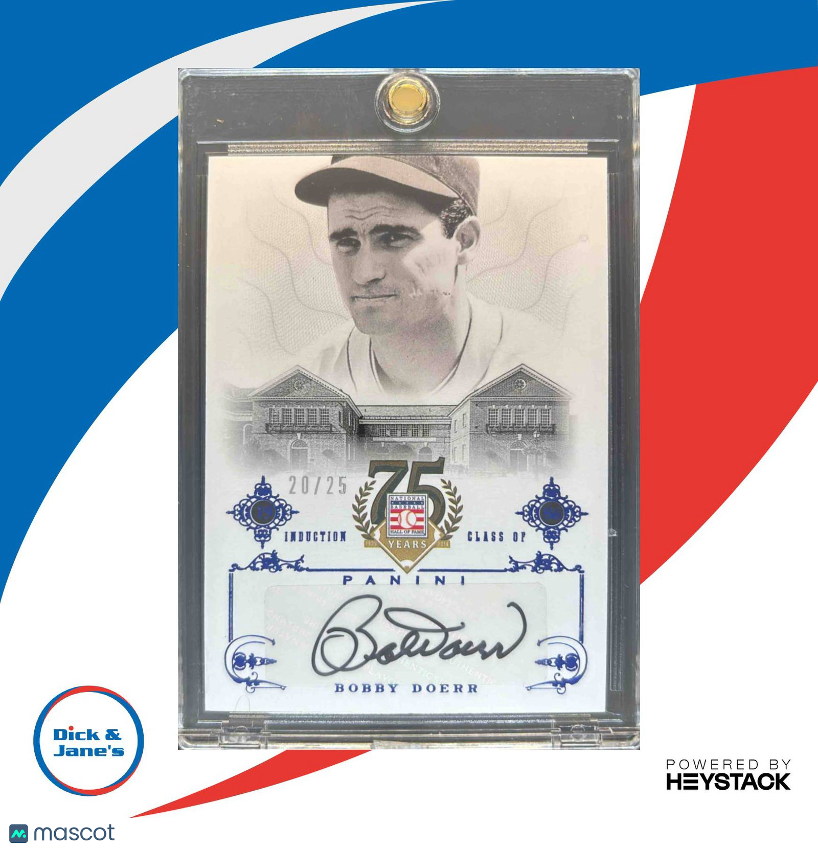 2014 Panini Hall of Fame 75th Bobby Doerr Signatures Blue/25 Auto Boston Red Sox