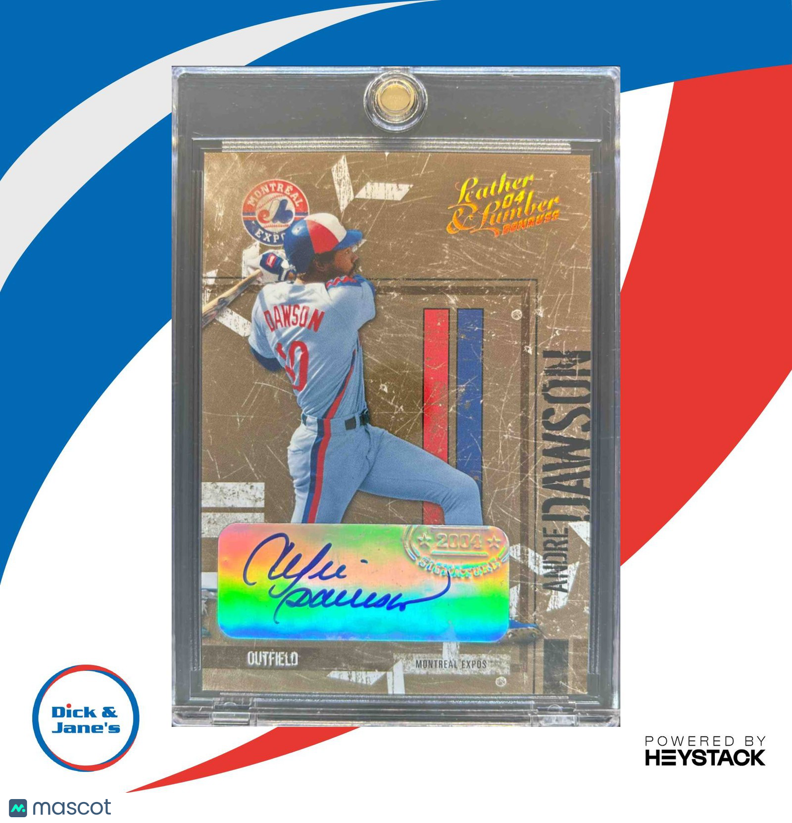 2004 Donruss Leather & Lumber Andre Dawson Signatures Silver /100 #84 Auto Expos