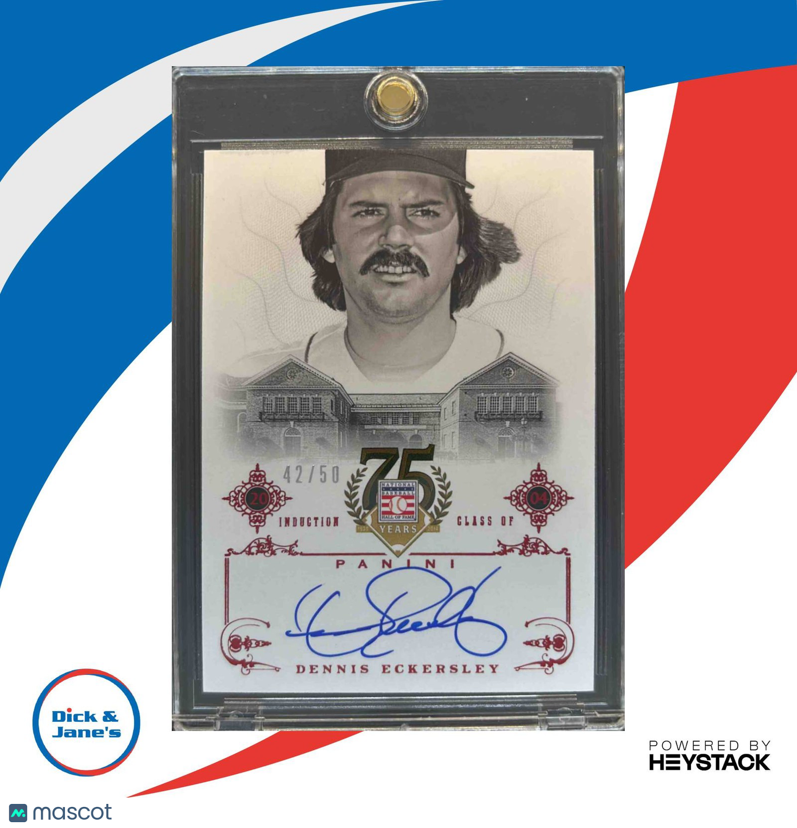 2014 Panini Hall of Fame 75th Dennis Eckersley Signatures Red/50 Auto Boston Sox