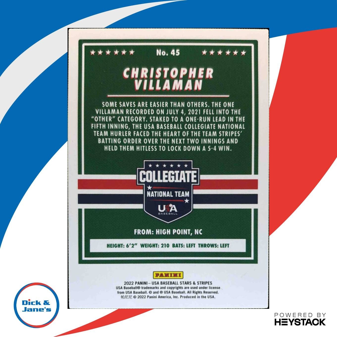 2022 Panini USA Baseball Stars & Stripes Christopher Villaman /99 #45