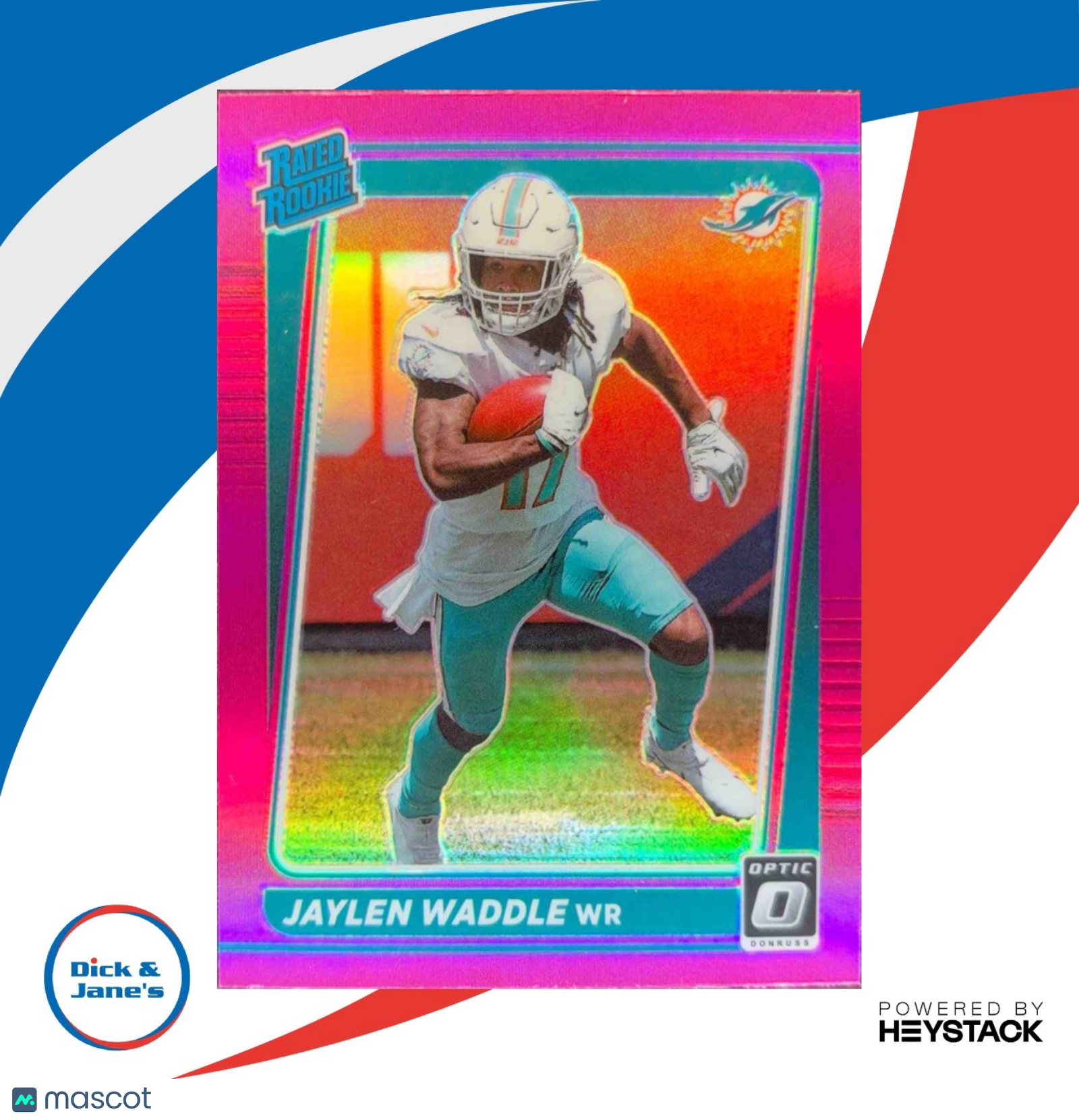 2021 Panini Donruss Optic Jaylen Waddle Pink #208 RC Rated Rookie Miami Dolphins