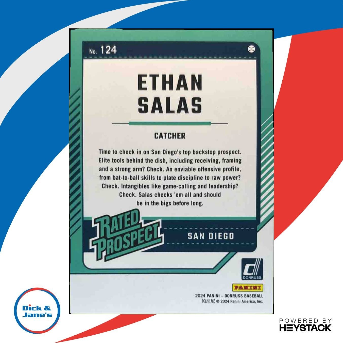 2024 Panini Donruss Ethan Salas Orange Laser 96/299 #124 San Diego Padres