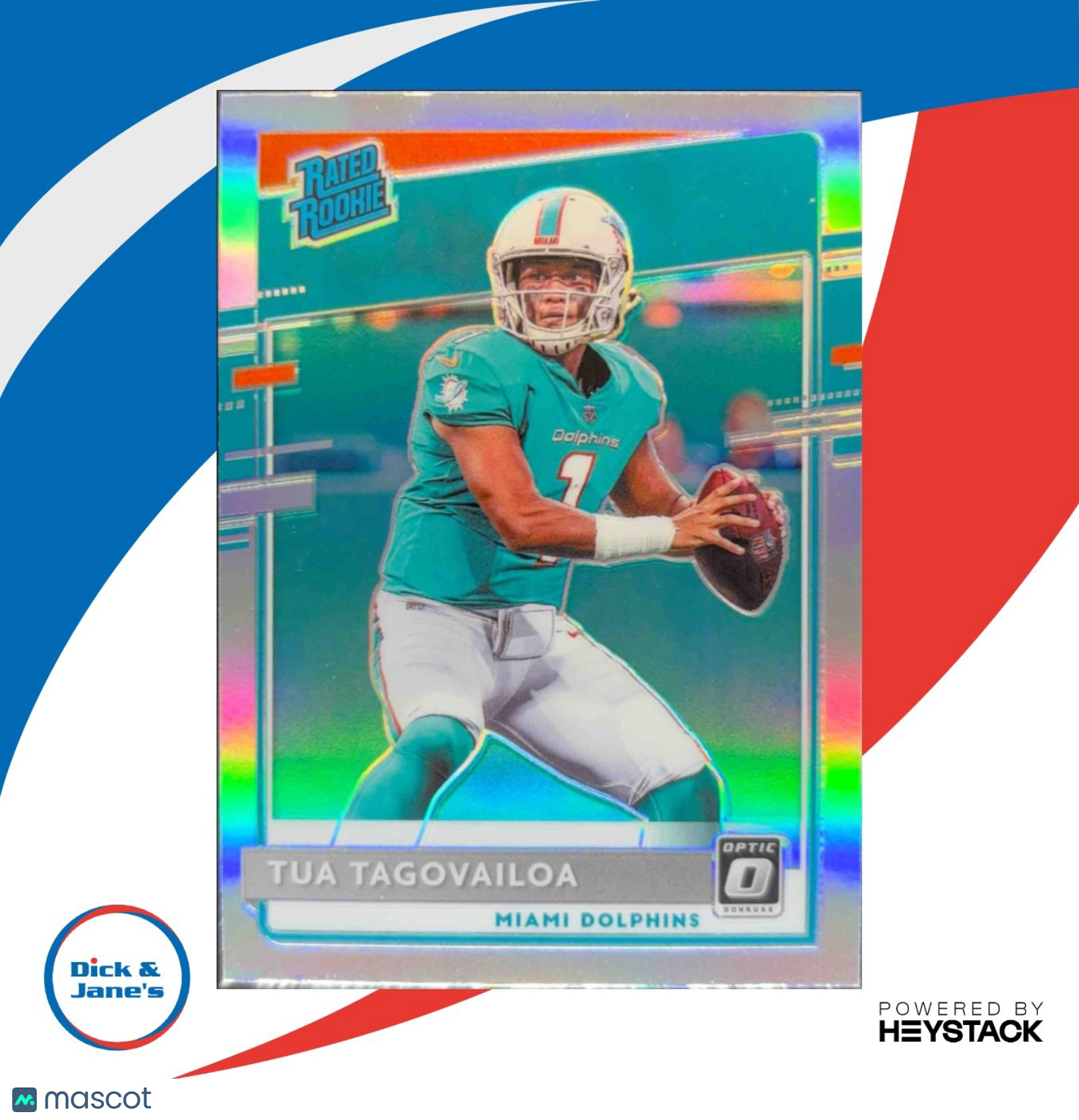 2020 Panini Donruss Optic Tua Tagovailoa Silver Holo Prizm 152 RC Miami Dolphins