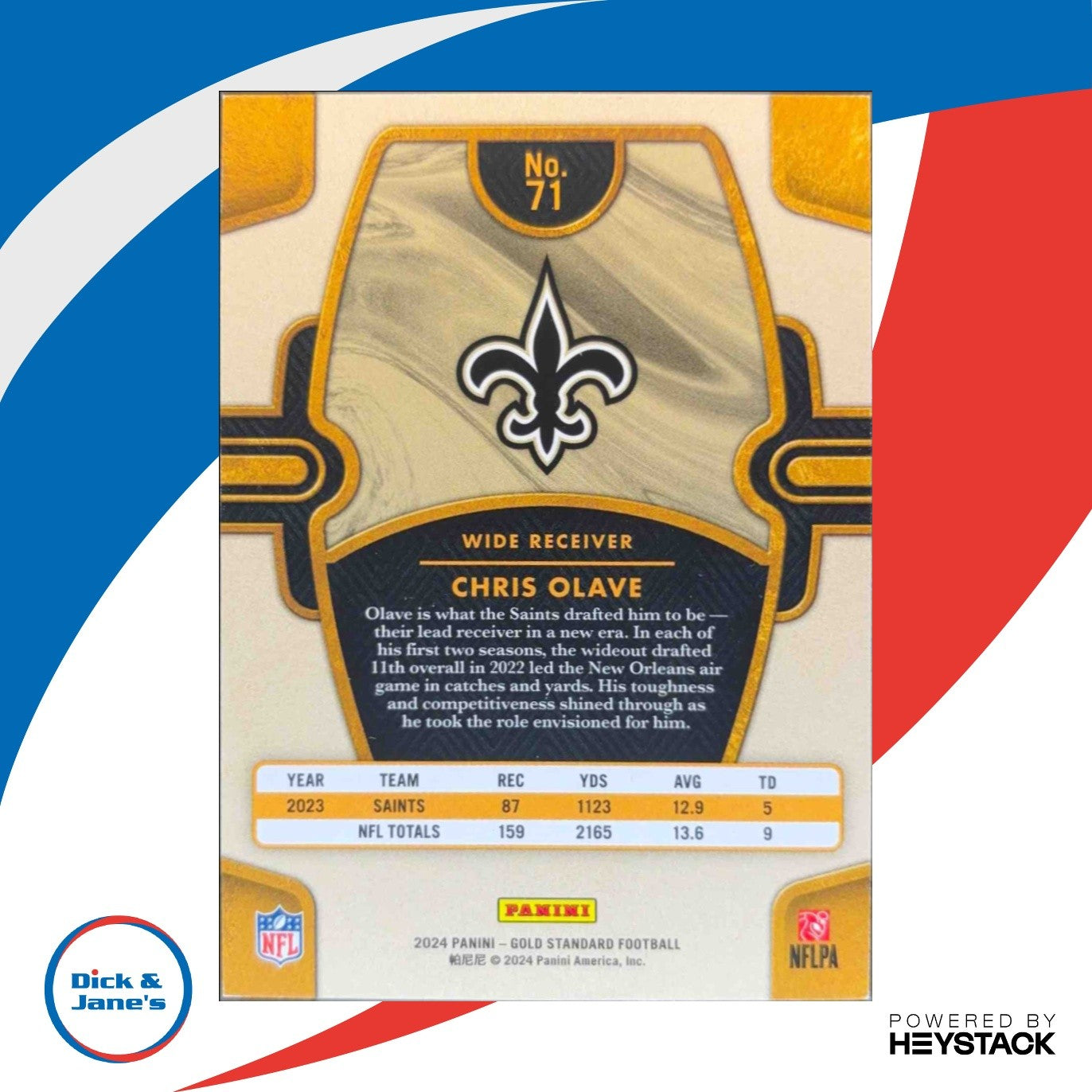 2024 Panini Gold Standard Chris Olave Violet 4/14 #71 New Orleans Saints