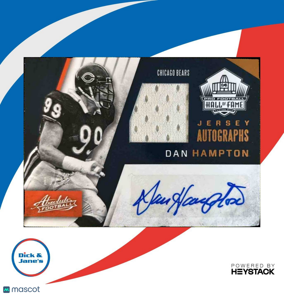 2016 Panini Absolute Dan Hampton Hall of Fame Jersey Auto /25 #12 Chicago Bears