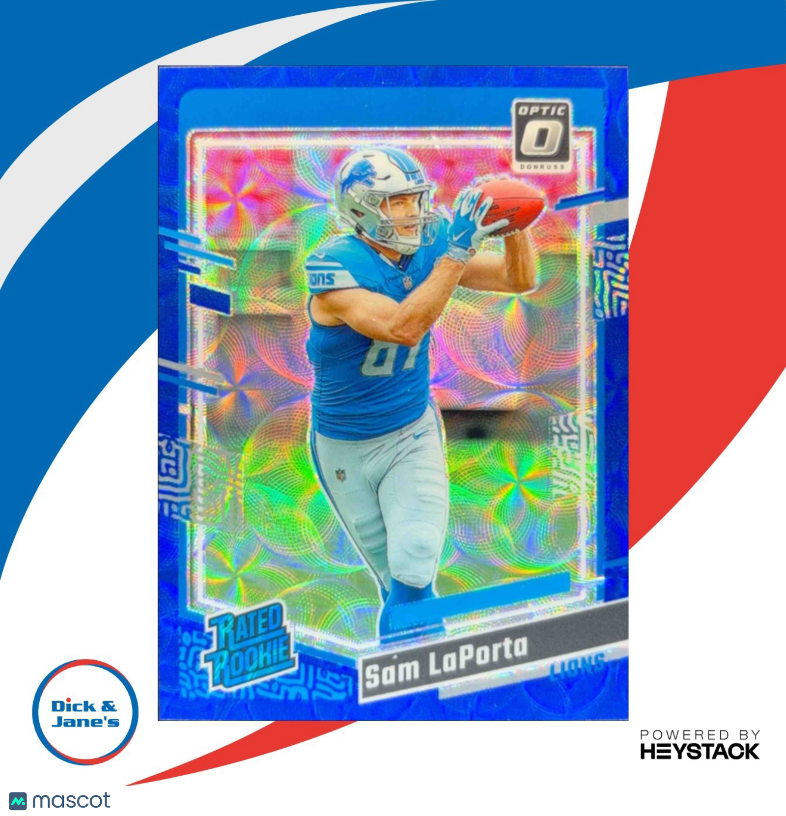 2023 Donruss Optic Sam LaPorta Blue Scope Prizm #237 Rated Rookie Detroit Lions