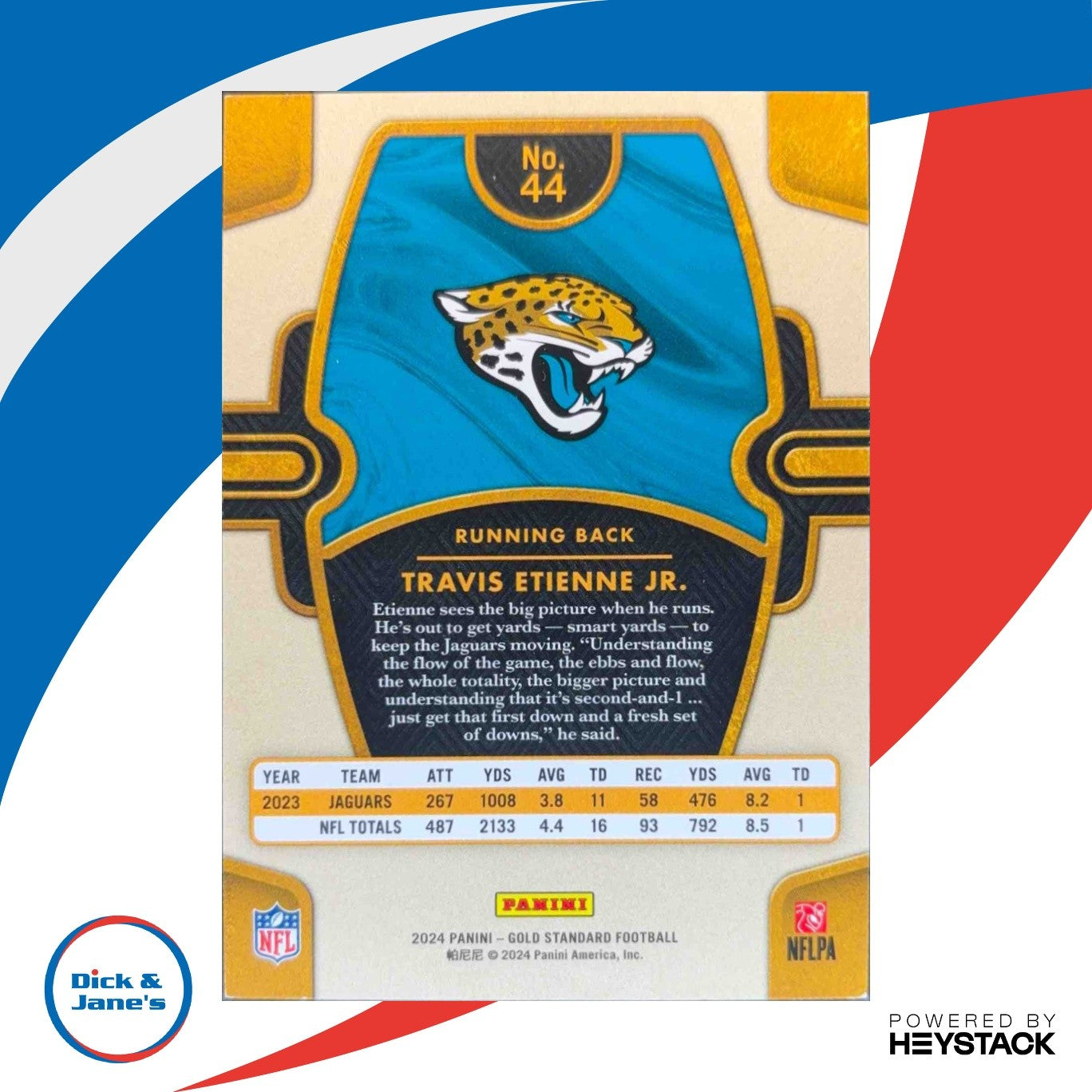 2024 Panini Gold Standard Travis Etienne Jr. Platinum #44 Jacksonville Jaguars