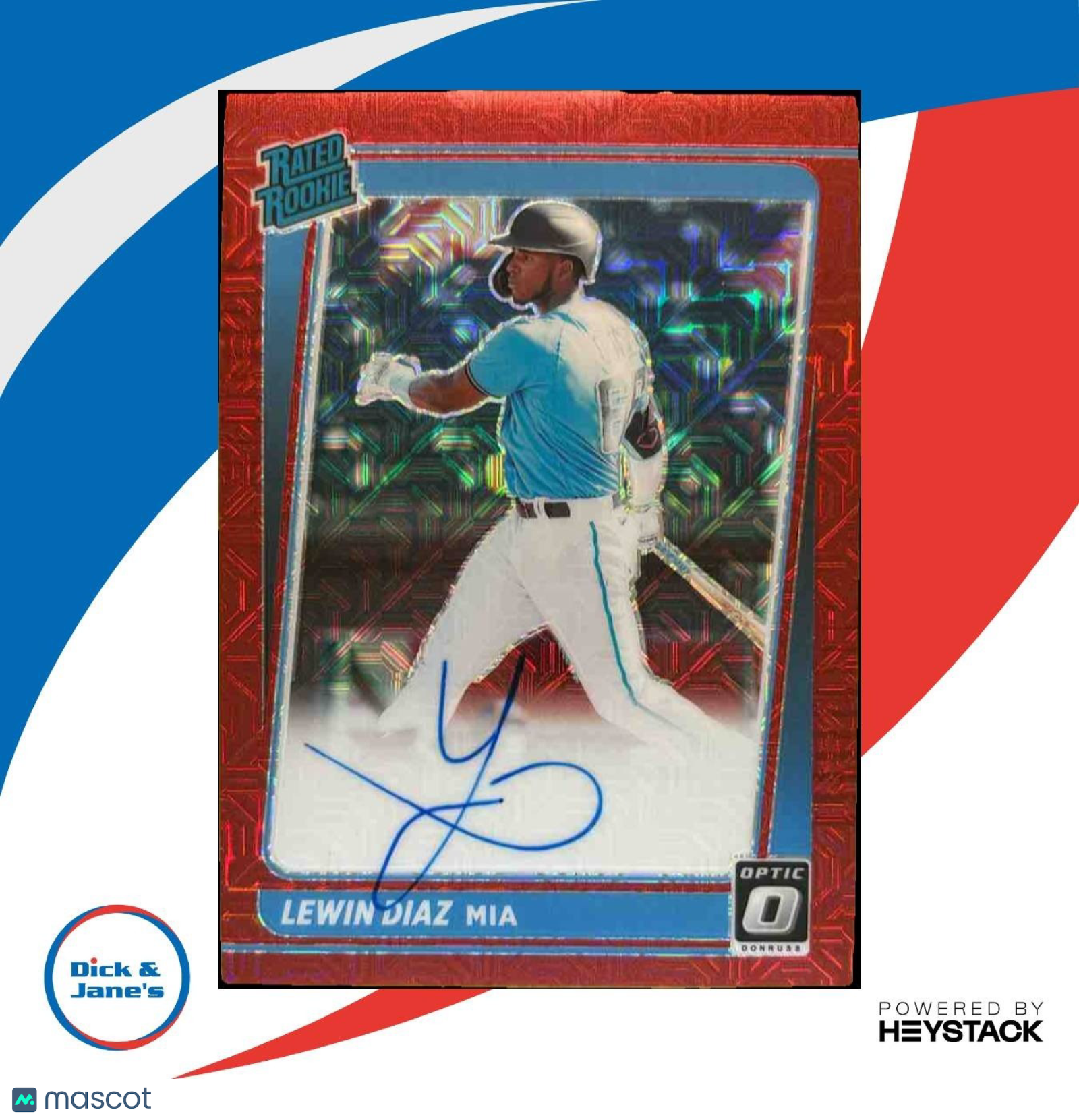 2021 Donruss Optic Lewin Diaz Red Mojo Auto /99 RC Miami Marlins