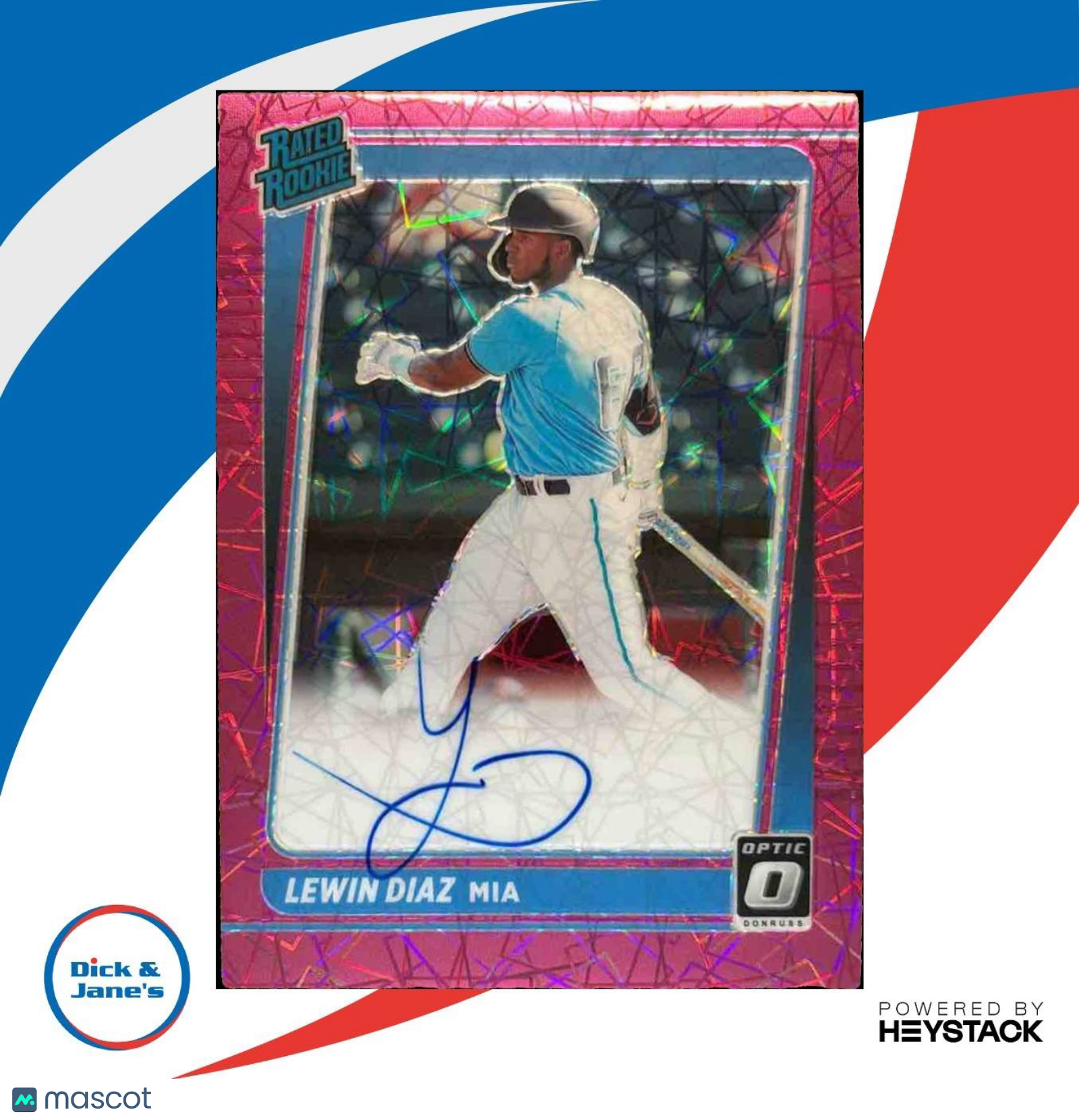 2021 Donruss Optic Lewin Diaz Pink Velocity Auto /75 RC Miami Marlins