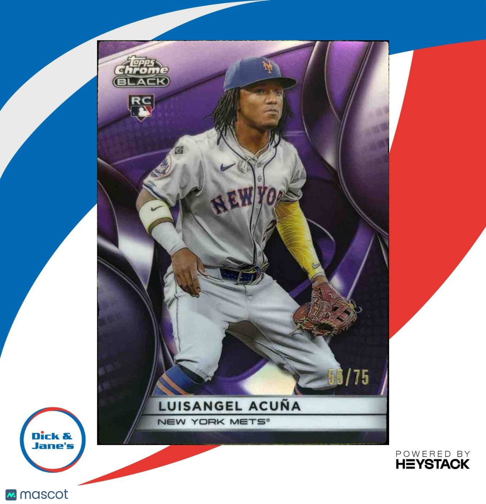 2025 Topps Chrome Black Luisangel Acuna Purple /75 #53 RC New York Mets