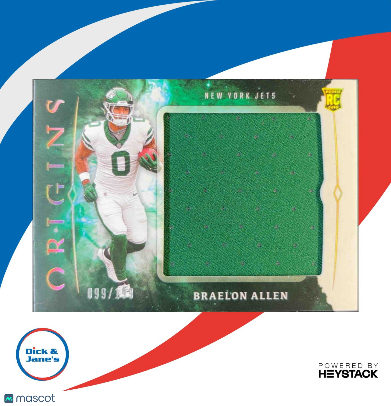 2024 Origins Braelon Allen Rookie Jumbo Jerseys 99/199 #RJJ-BAL RC New York Jets