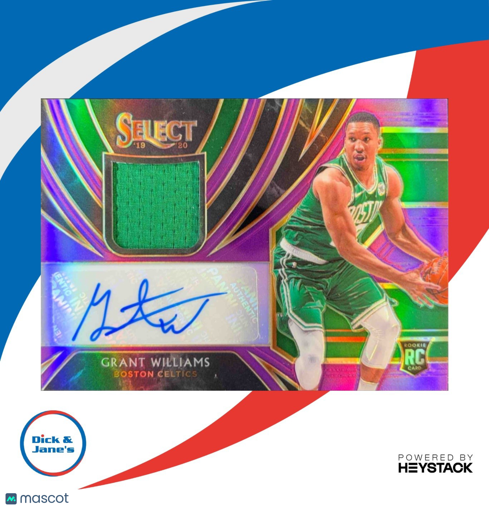 2019-20 Select Grant Williams Rookie Jersey Auto Purple 15/99 RC Boston Celtics