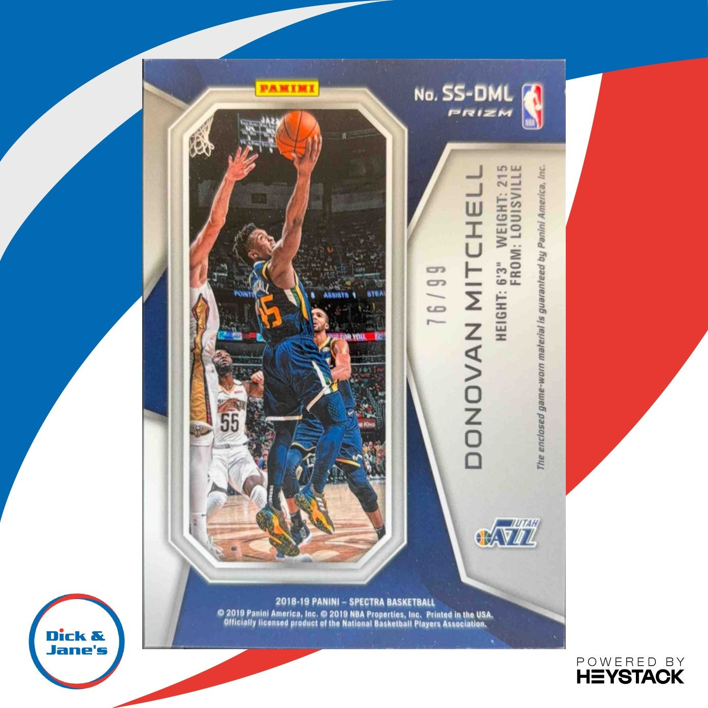 2018-19 Panini Spectra Donovan Mitchell Spectacular Swatches /99 Utah Jazz