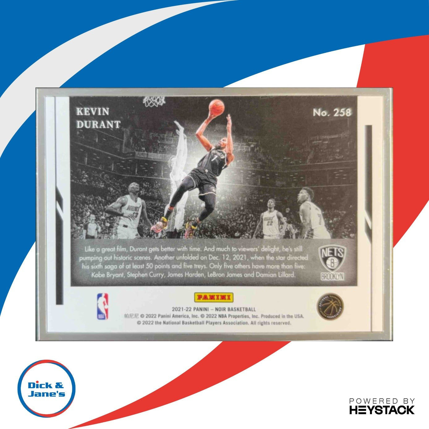 2021-22 Panini Noir Kevin Durant Feature Length /25 #258 Brooklyn Nets