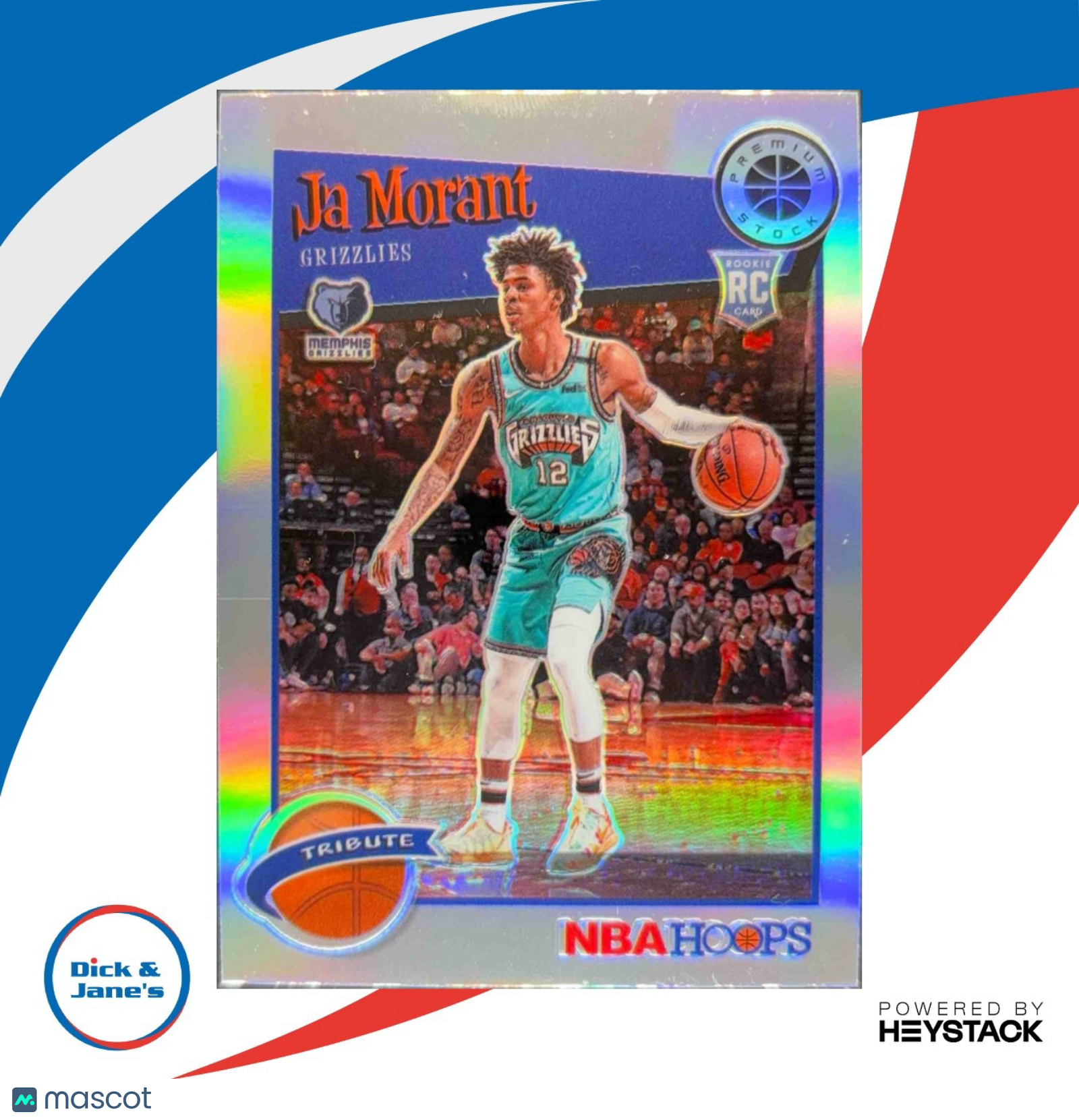 2019-20 Panini Hoops Premium Stock Ja Morant Prizms Silver Holo #297 RC Memphis