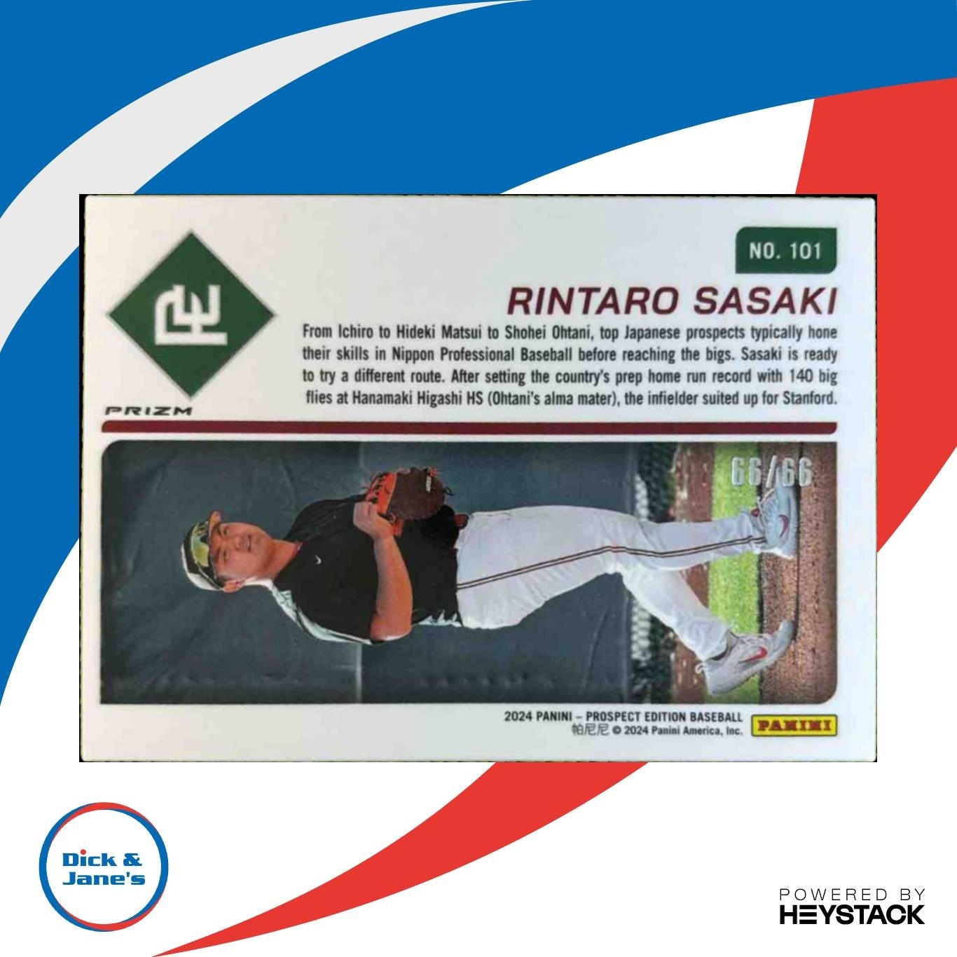2024 Panini Prospect Edition Rintaro Sasaki Ticket Purple /99 Cardinal