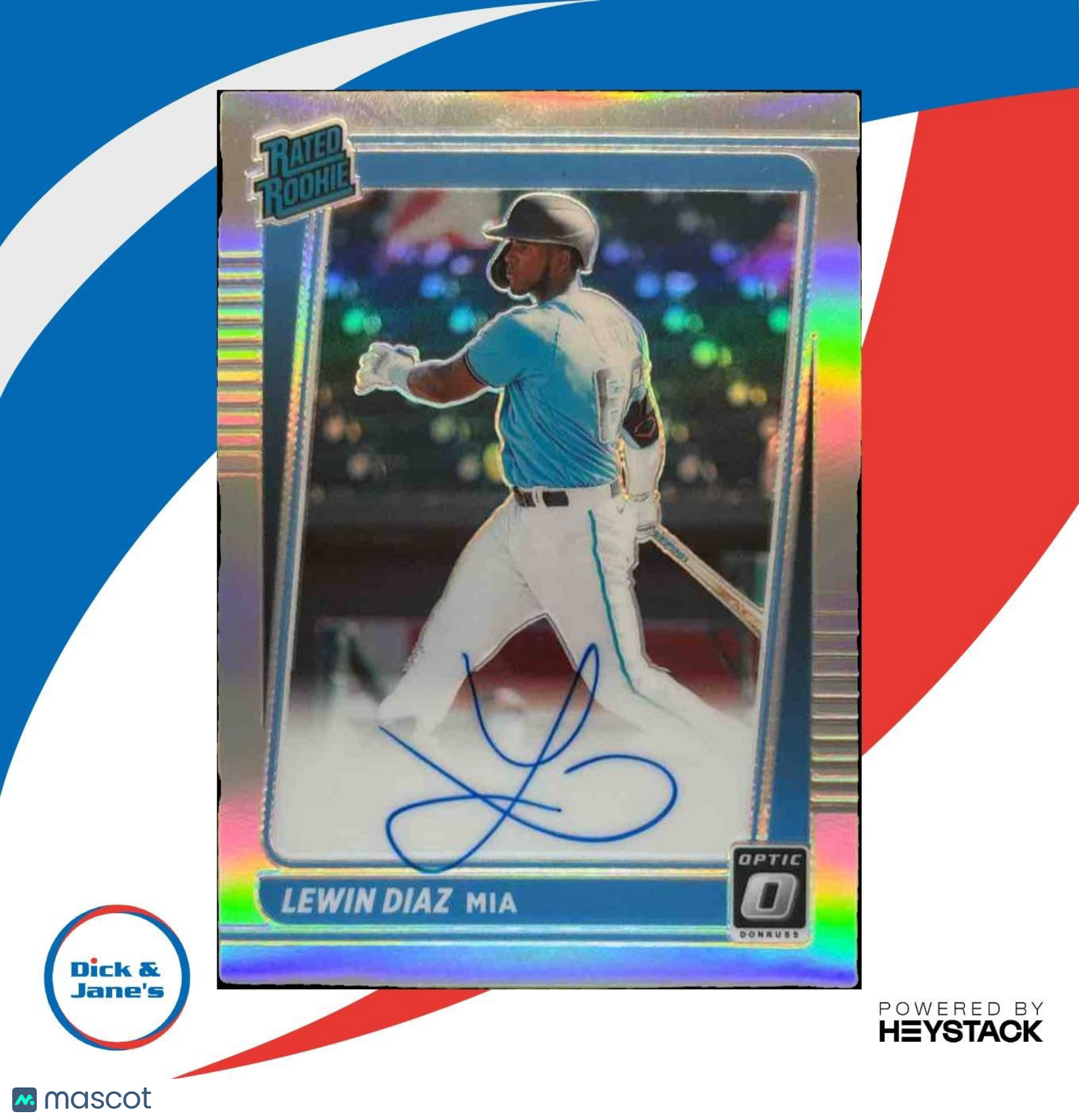 2021 Donruss Optic Lewin Diaz Signatures Holo Auto RC Miami Marlins