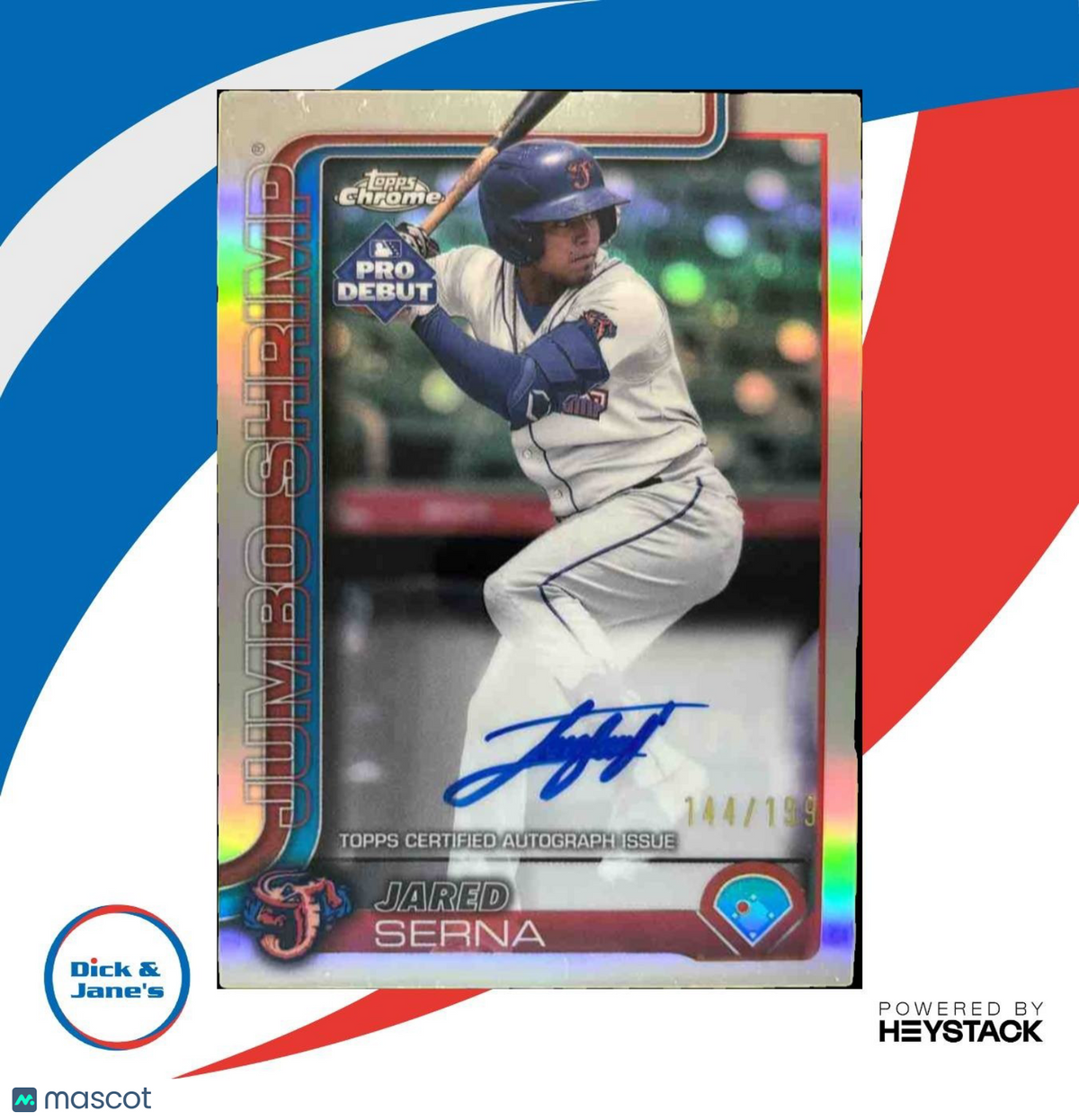 2025 Topps Pro Debut Jared Serna Chrome Auto Refractor /199 Jumbo Shrimp