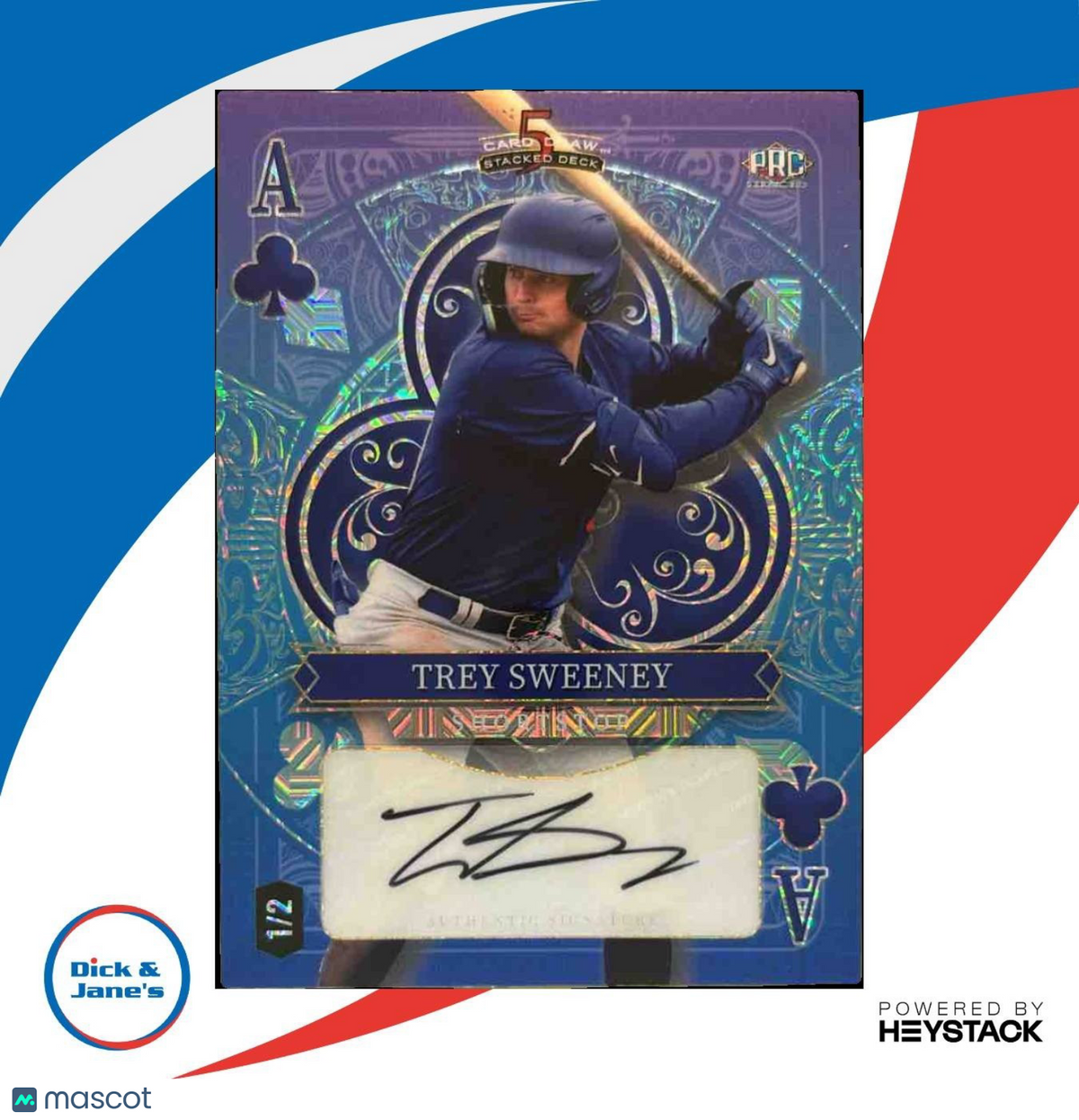 2024 Wild Card Five Draw Trey Sweeney Auto Ace of Clubs /2