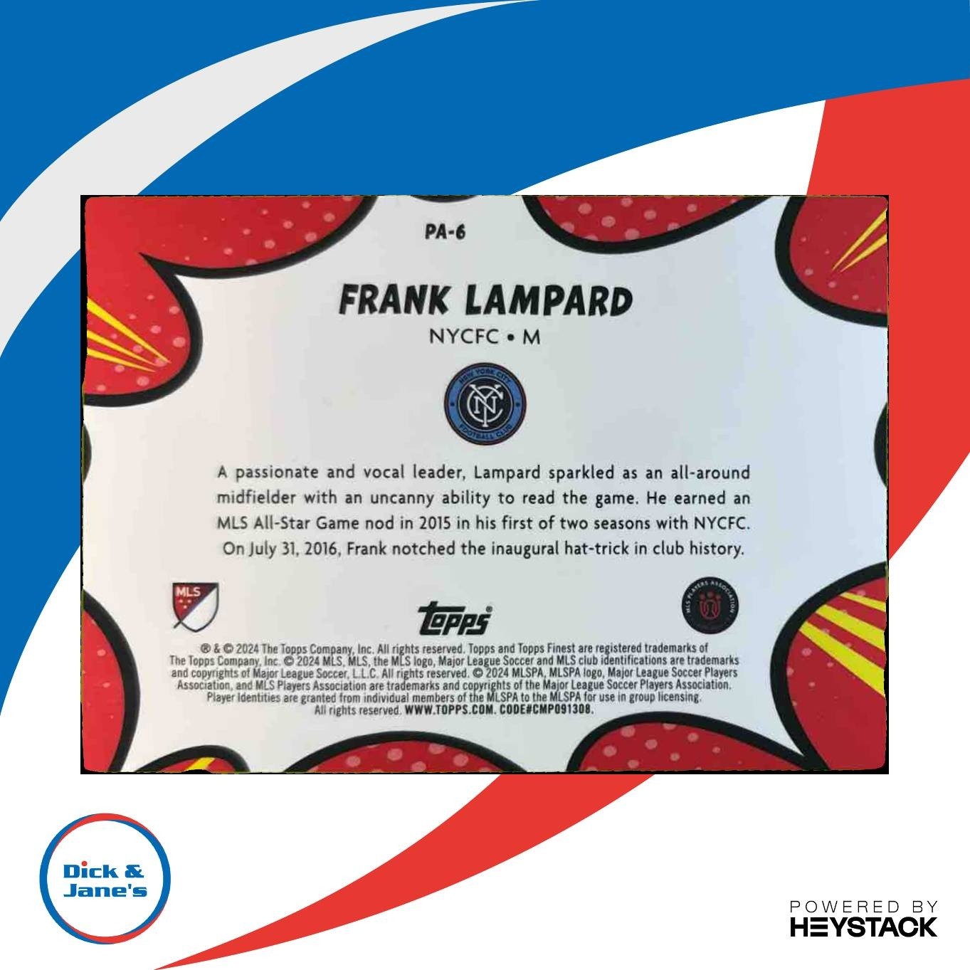 2024 Topps Finest MLS Frank Lampard Pop Art Orange /25 #PA-6 NYCFC