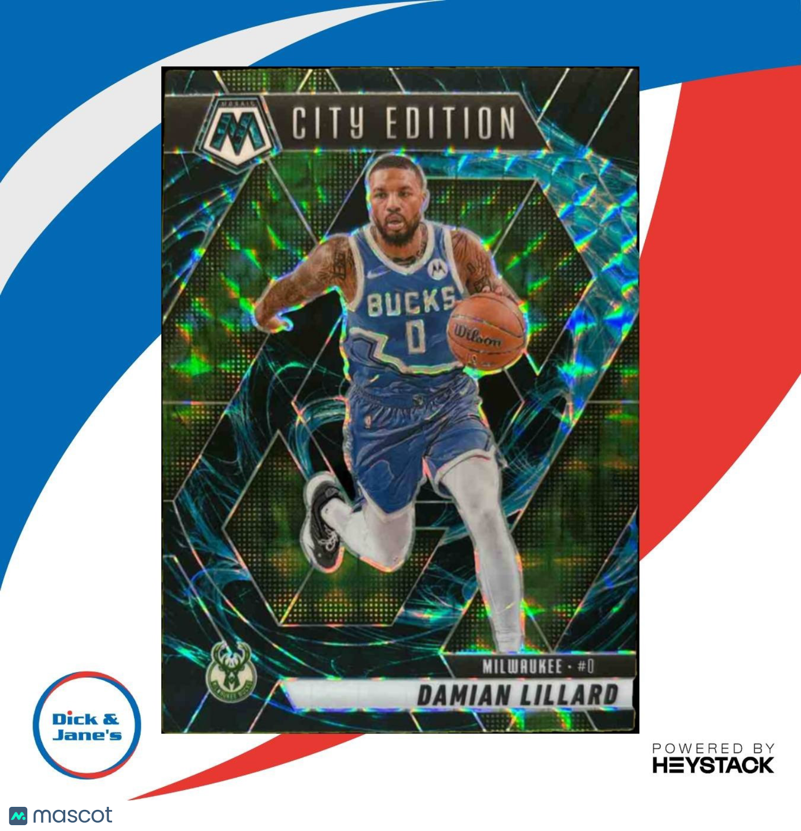 2024-25 Panini Mosaic Damian Lillard Genesis #285 City Edition Milwaukee Bucks
