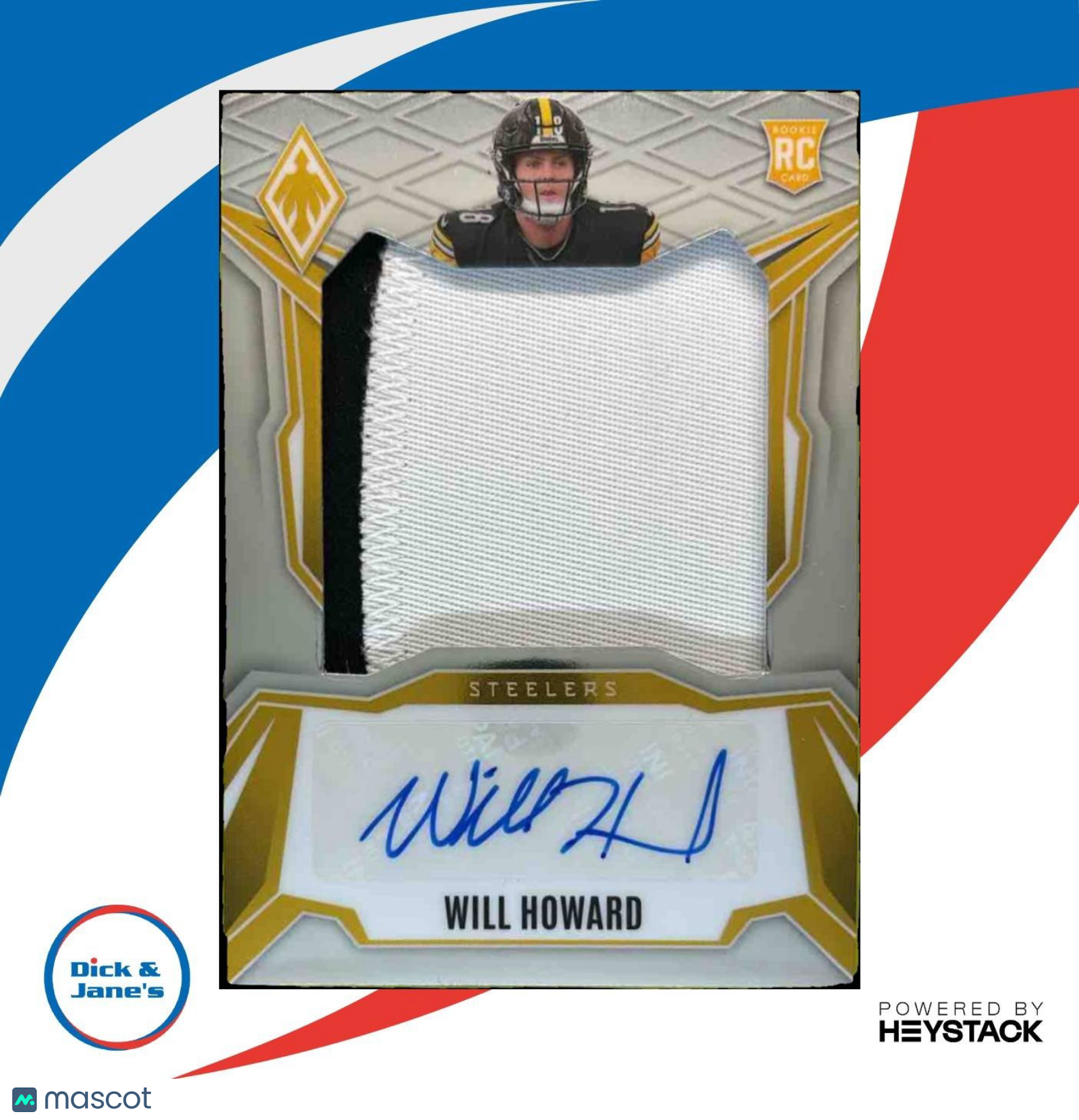 2025 Panini Phoenix Will Howard RPS Rookie Patch Auto /199 RC Steelers