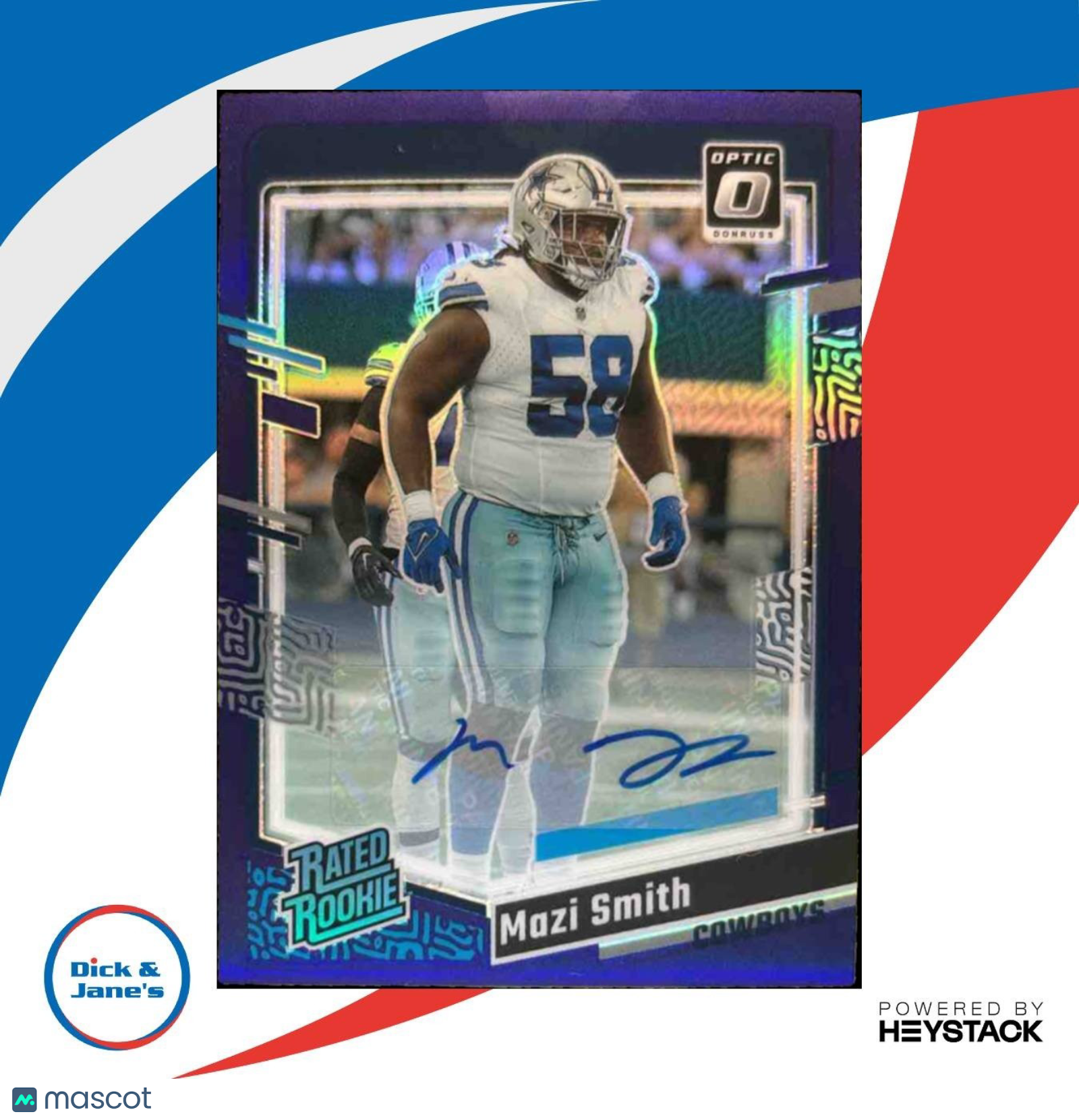 2023 Donruss Optic Mazi Smith Auto Purple 7/35 #228 RC Dallas Cowboys