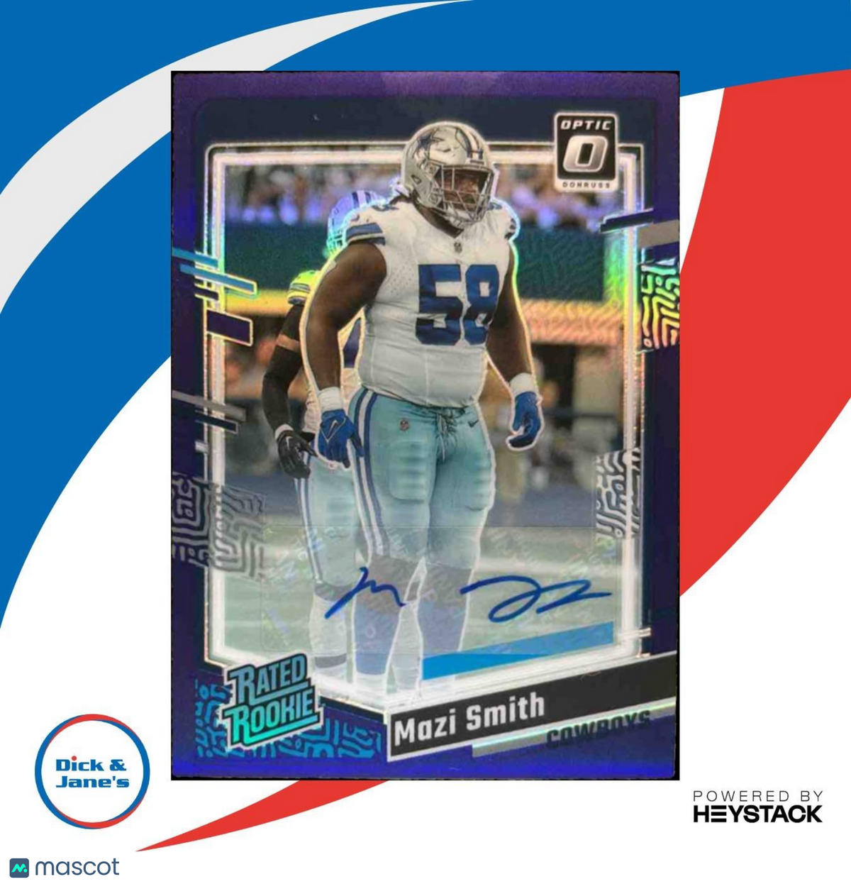 2023 Donruss Optic Mazi Smith Auto Purple 7/35 #228 RC Dallas Cowboys