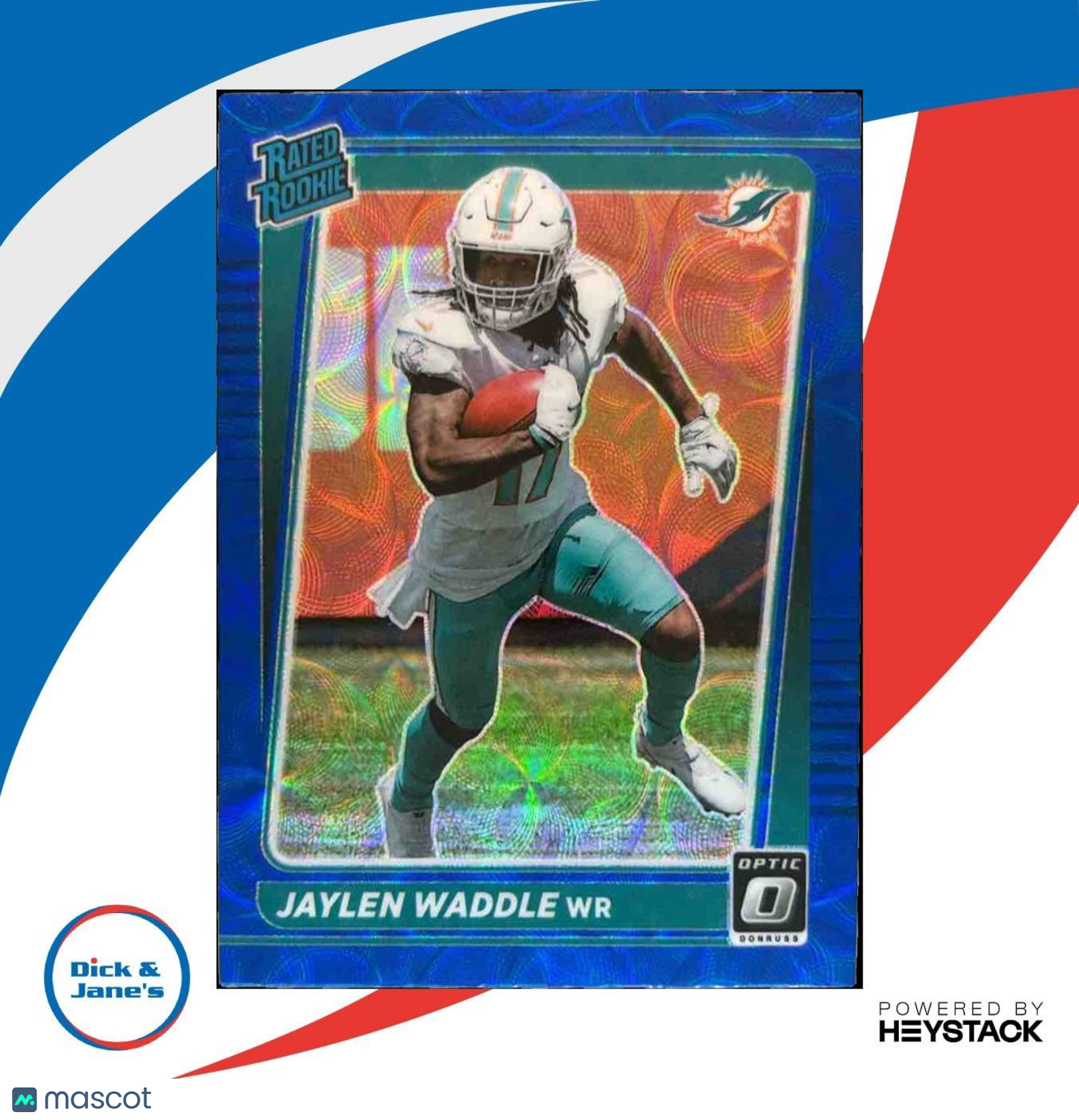 2021 Donruss Optic Jaylen Waddle Blue Scope #208 RC Rated Rookie Miami Dolphins
