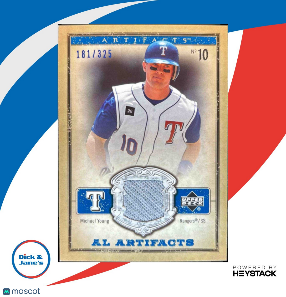 2006 Upper Deck Artifacts Michael Young AL/NL Blue /325 #AL-MY MEM Texas Rangers