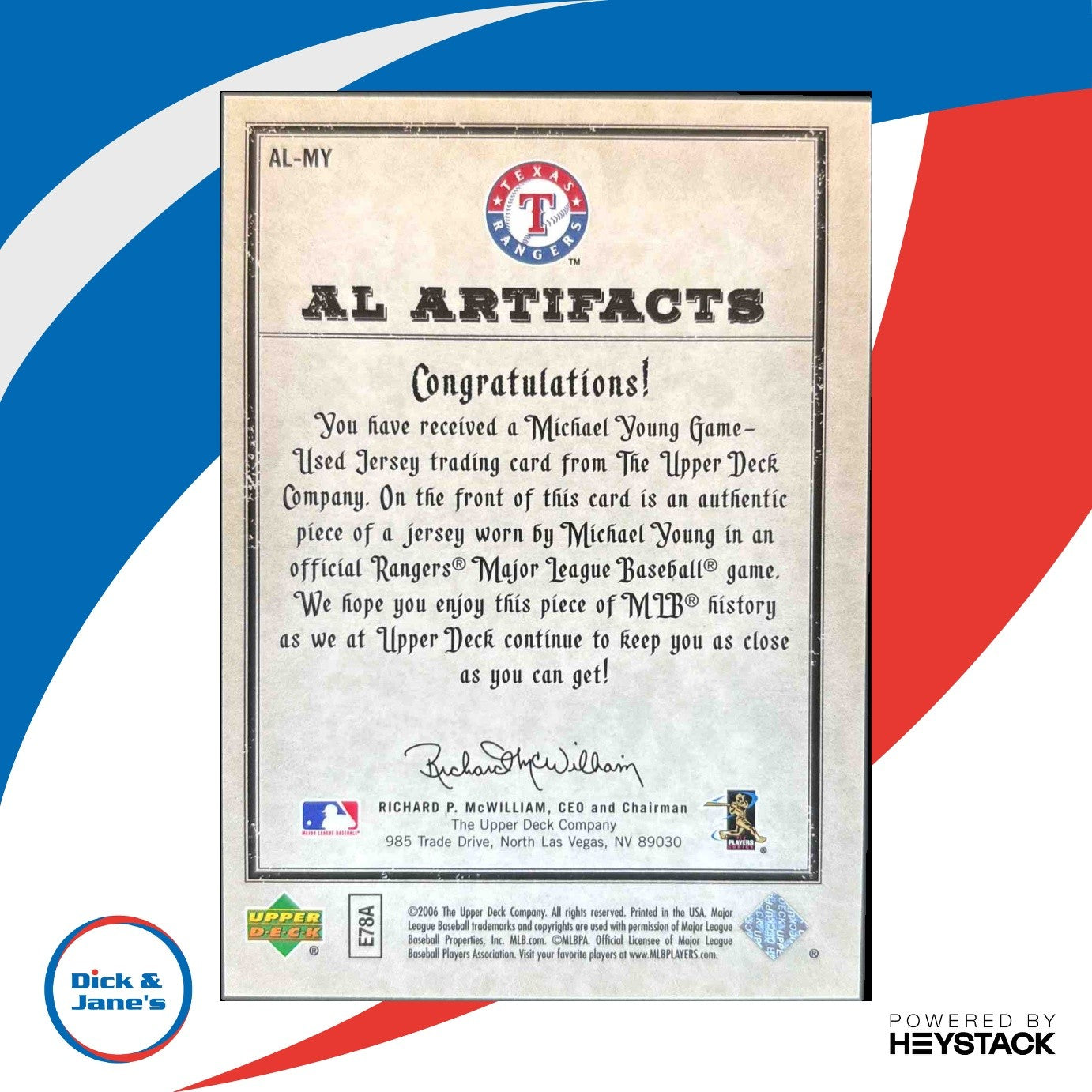 2006 Upper Deck Artifacts Michael Young AL/NL Blue /325 #AL-MY MEM Texas Rangers