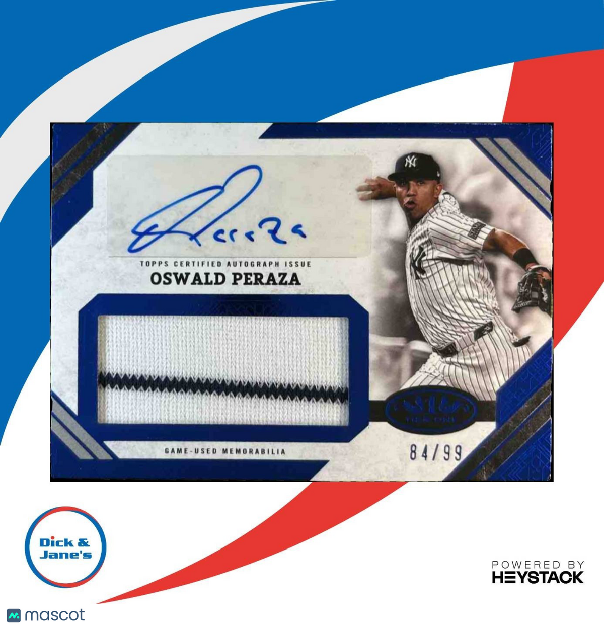 2025 Topps Tier One Oswald Peraza Auto Jumbo Relics /99 New York Yankees