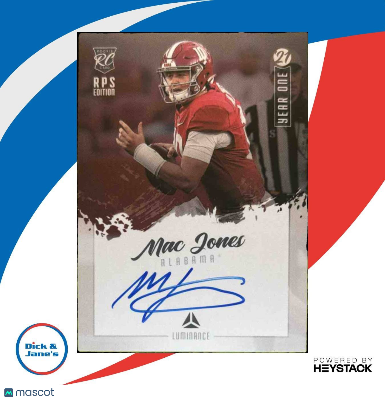 2021 Panini Luminance Mac Jones Year One Signatures RPS RC Auto Crimson Tide