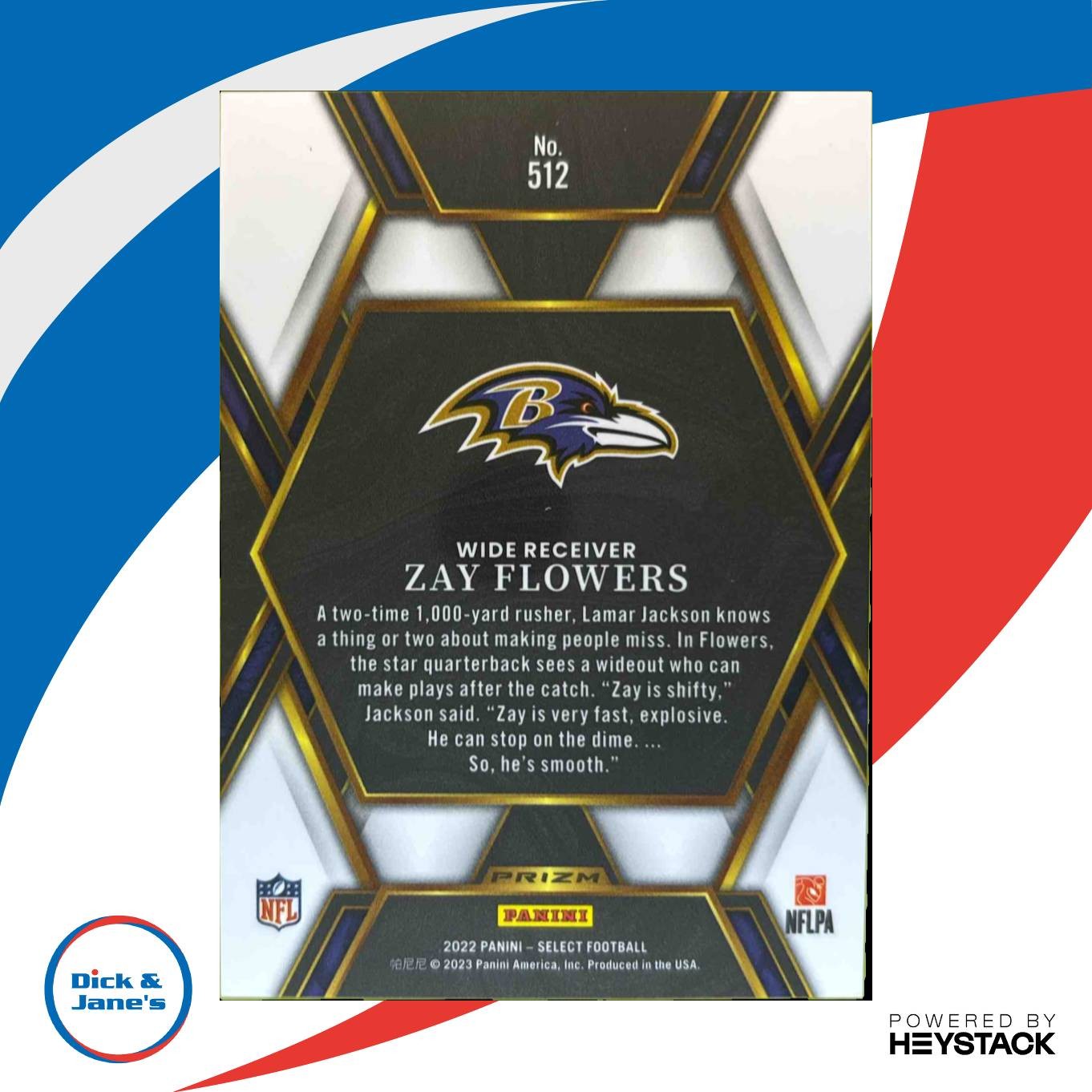 2022 Panini Select #512 Zay Flowers XRC Baltimore Ravens Rookie