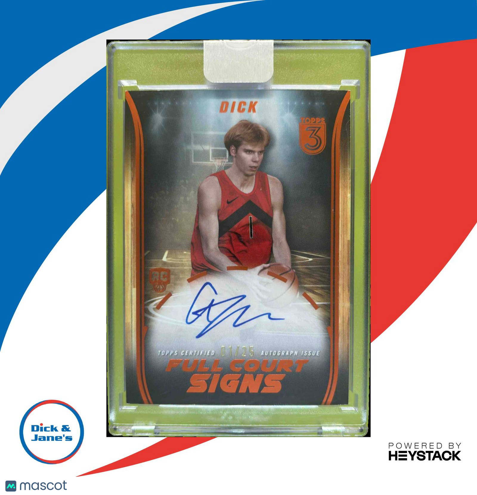 2023-24 Topps 3 Gradey Dick Full Court Signs Bronze 1/25 Auto Toronto Raptors