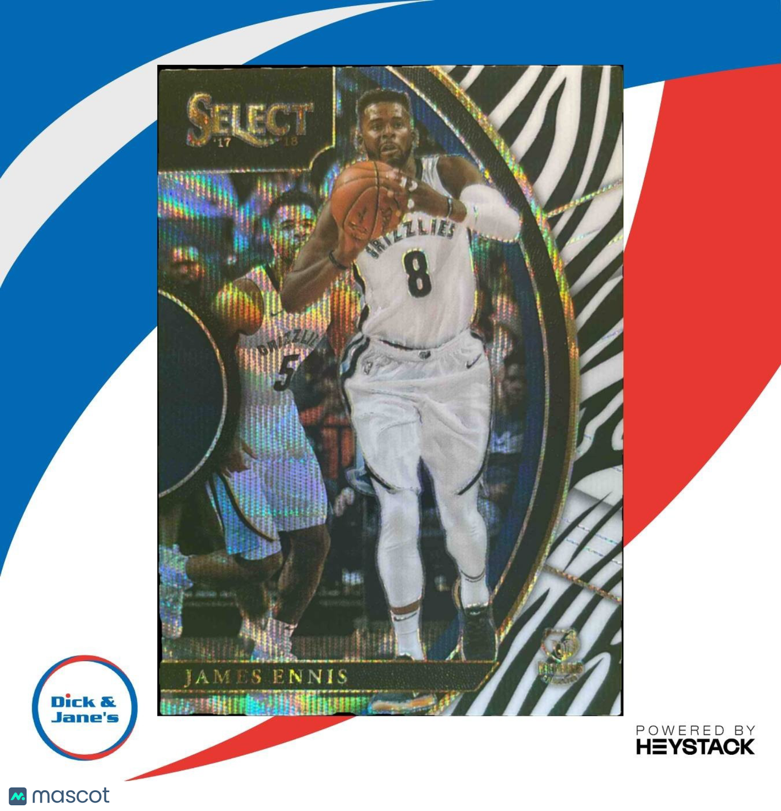 2017-18 Panini Select James Ennis Zebra Prizms #53 Concourse Memphis Grizzlies