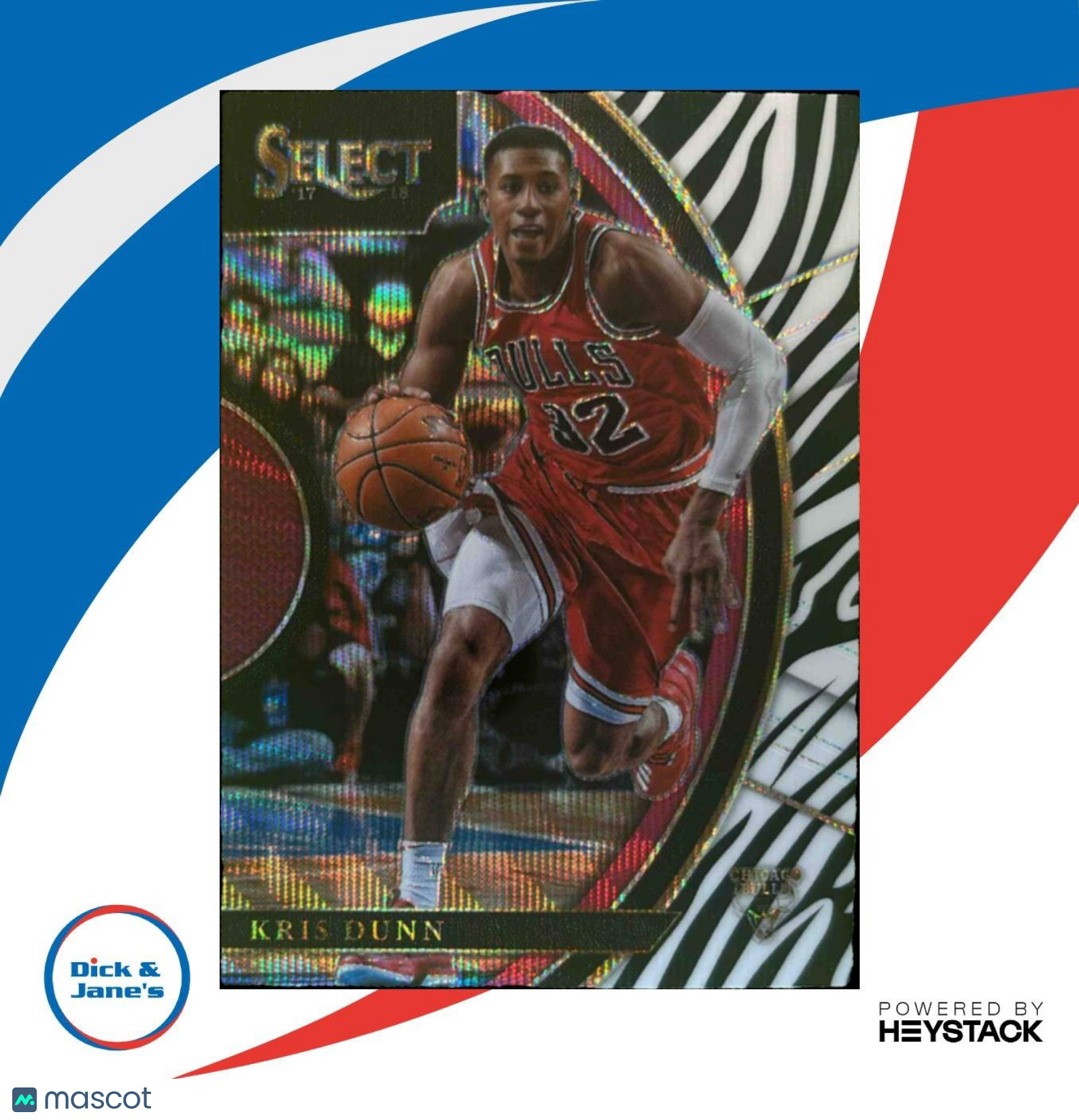 2017-18 Panini Select Kris Dunn Zebra Prizms #76 Concourse Chicago Bulls