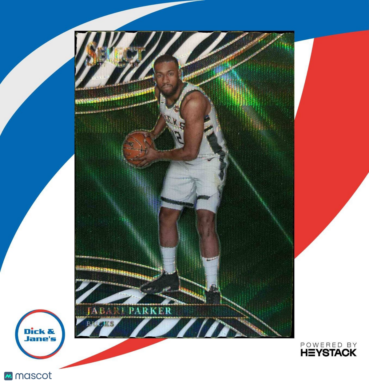 2017-18 Panini Select Jabari Parker Zebra Prizms #205 Courtside Milwaukee Bucks