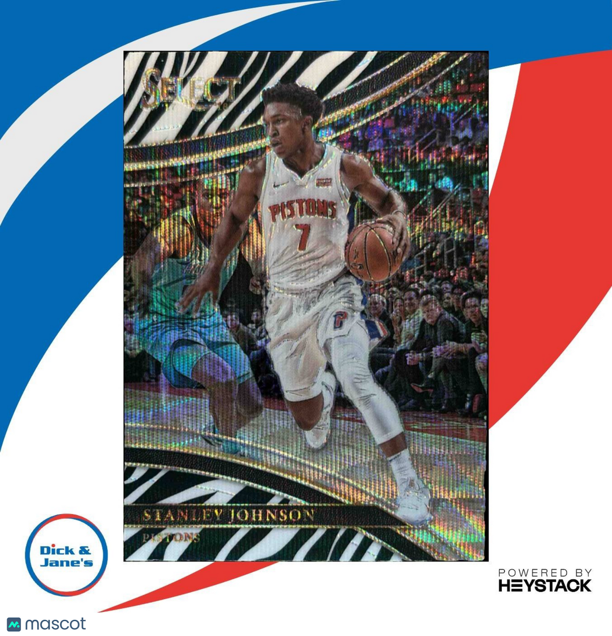 2017-18 Panini Select Stanley Johnson Zebra Prizms #286 Courtside Pistons