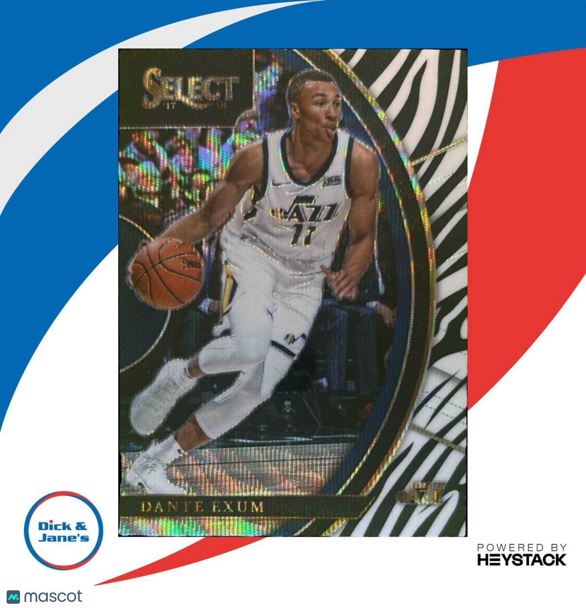 2017-18 Panini Select Dante Exum Zebra Prizms #29 Concourse Utah Jazz