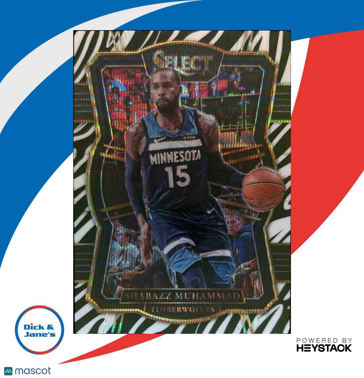 2017-18 Panini Select Shabazz Muhammad Zebra Prizms #116 Minnesota Timberwolves