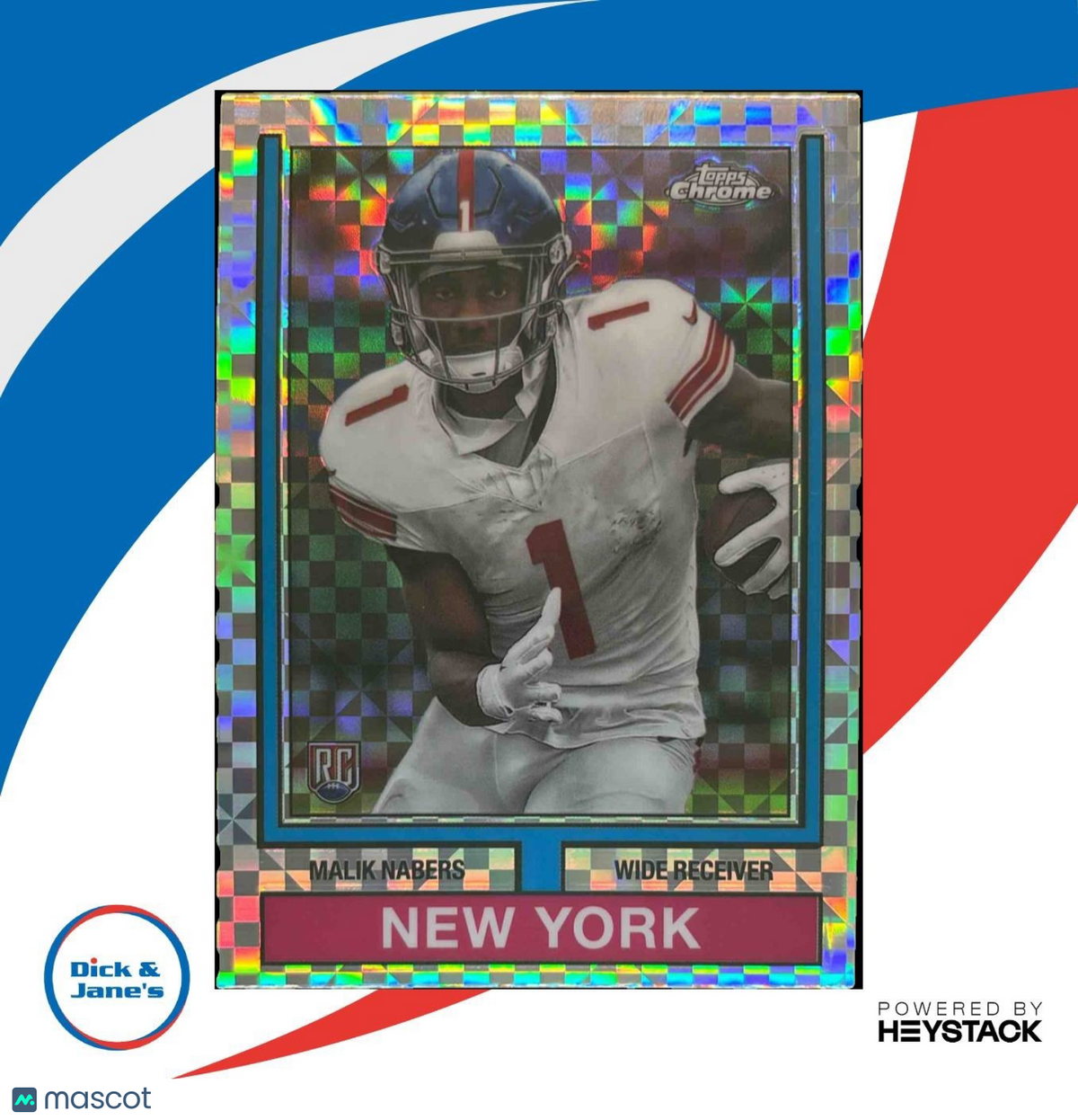 2024 Topps Chrome Malik Nabers 1974 Football X-Fractor RC New York Giants